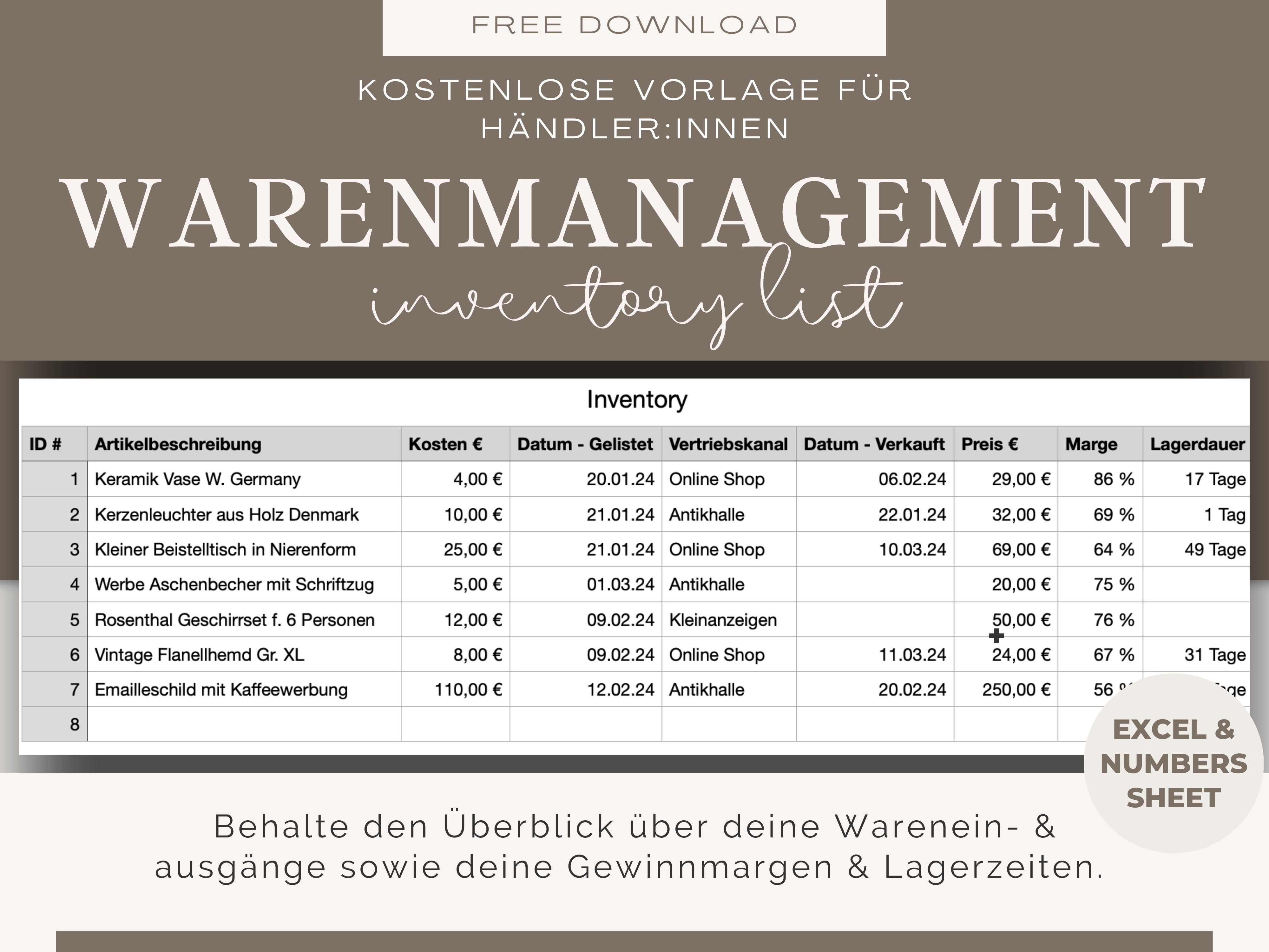 Gratis VORLAGE - Warenmanagement
