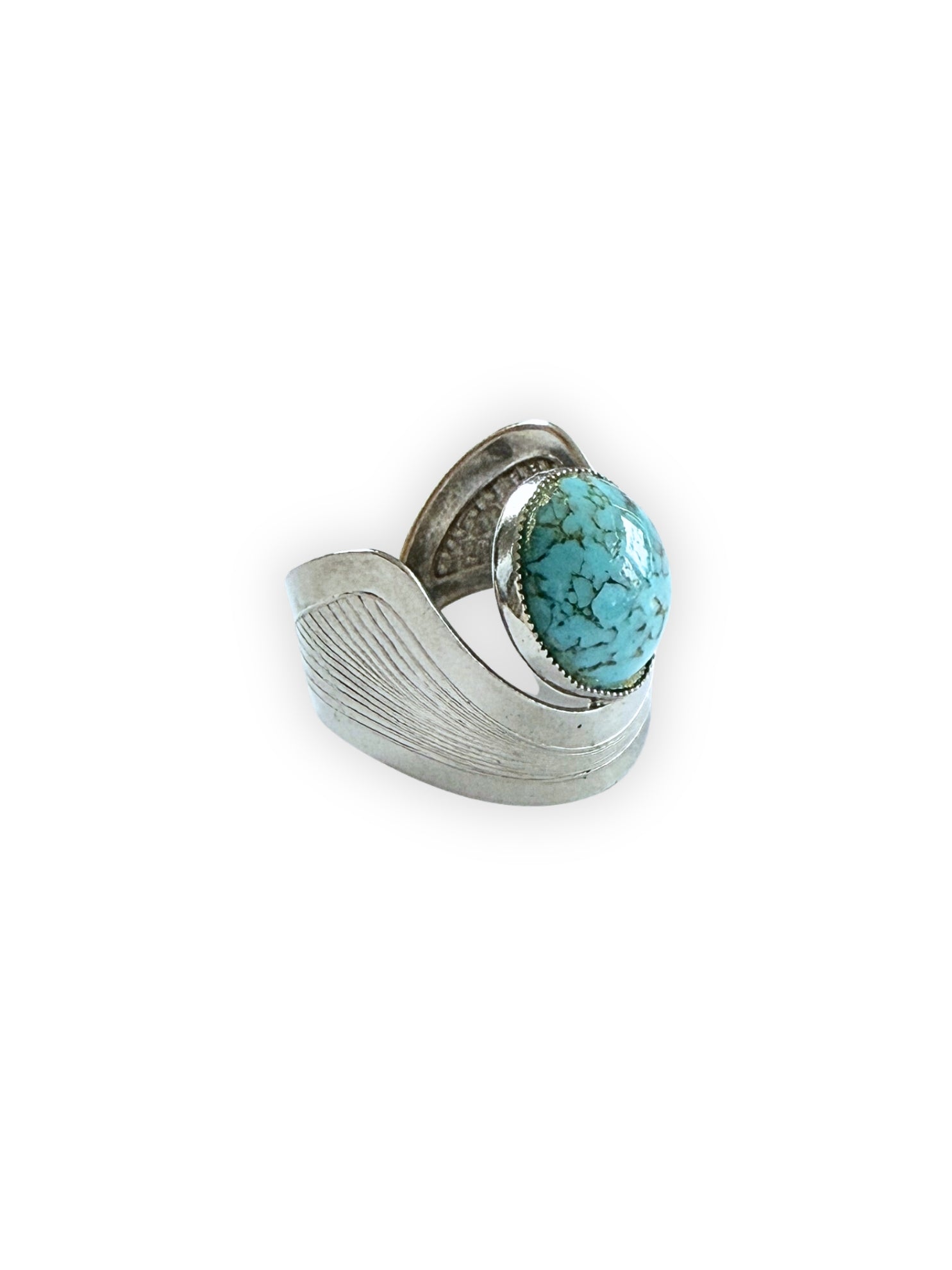 Retro Ring im Hippie-Stil mit Türkis-Imitat Cabochon
