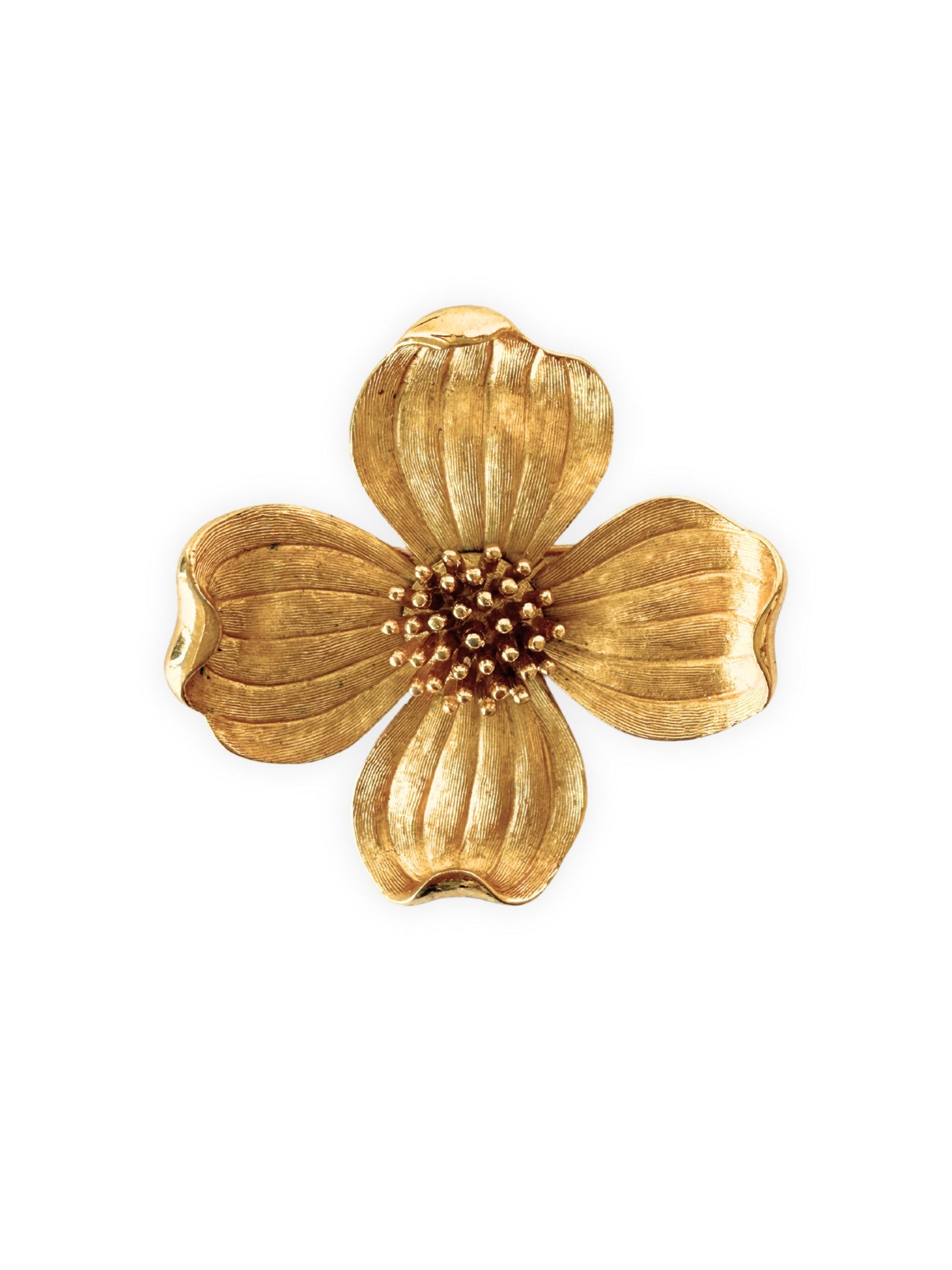 Vintage Trifari Crown Brosche Dogwood Flower gold 1960er Jahre USA