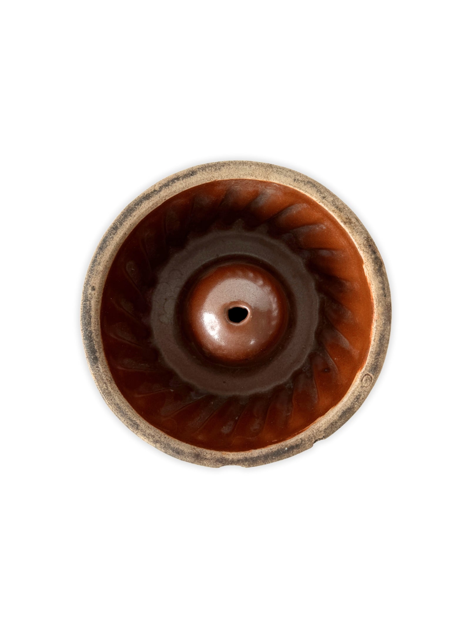 Kleine antike Guglhupf-Backform aus Steingut – Vintage Deko im Landhausstil