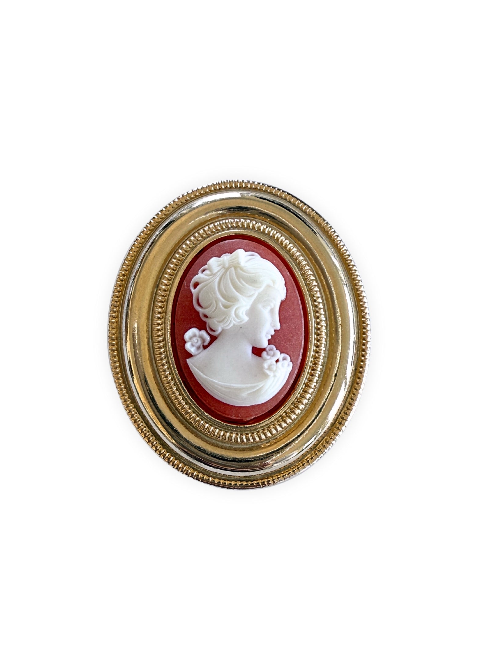 Große Vintage Brosche mit Kamee vergoldet