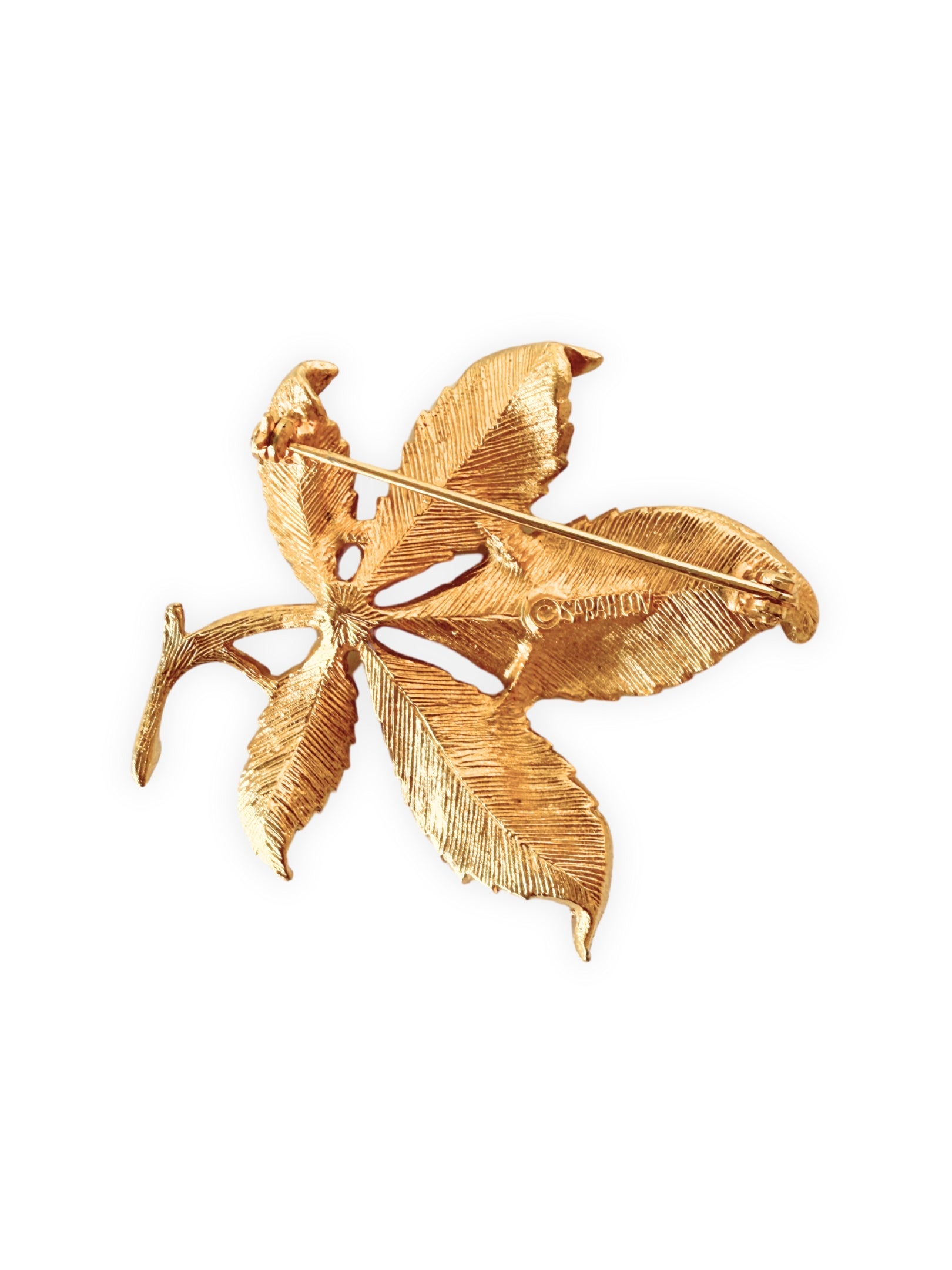 Sarah Coventry maple leaf pin mid-century jewelry