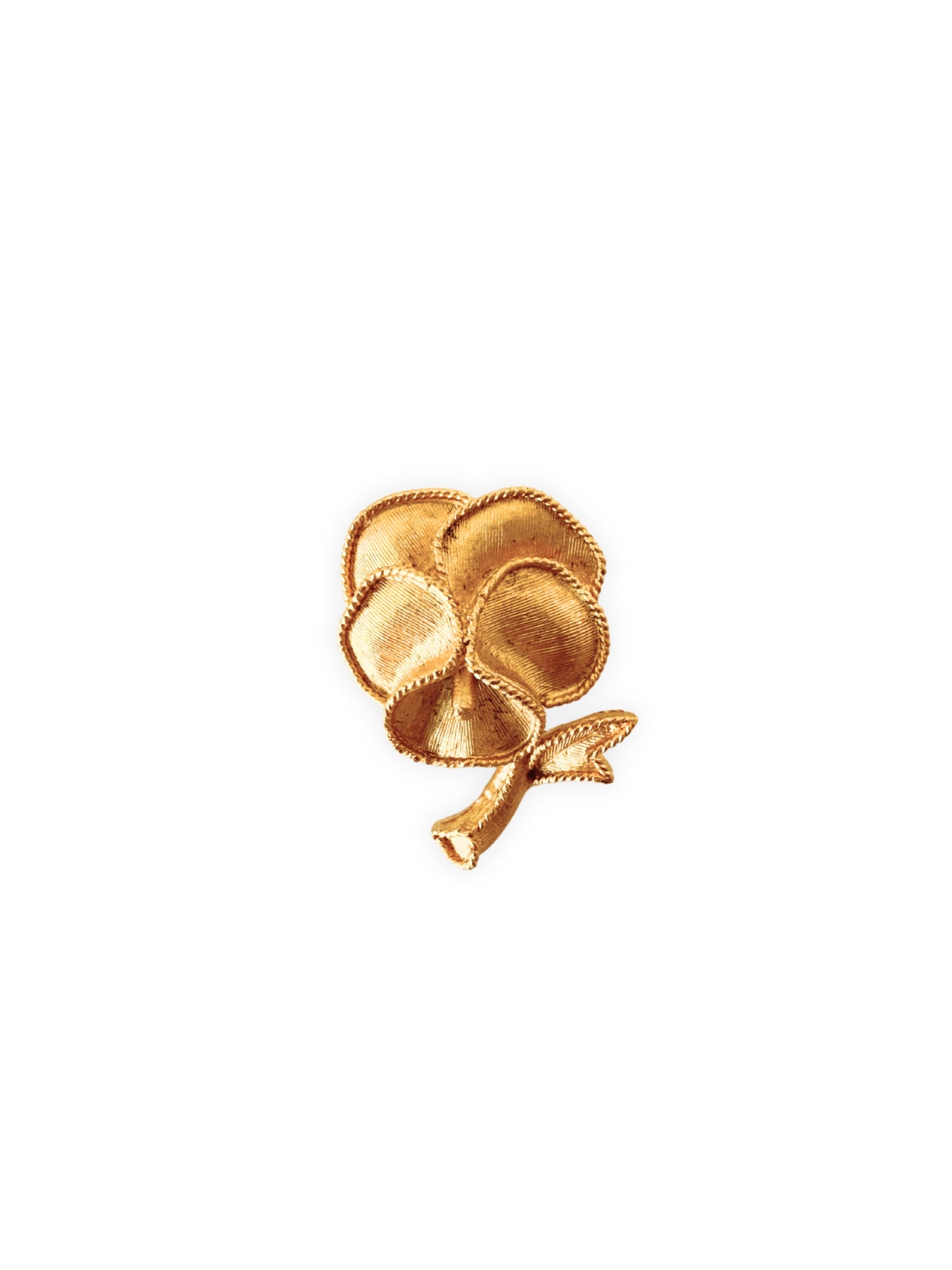 Vintage Crown Trifari pansy flower brooch gold 60s