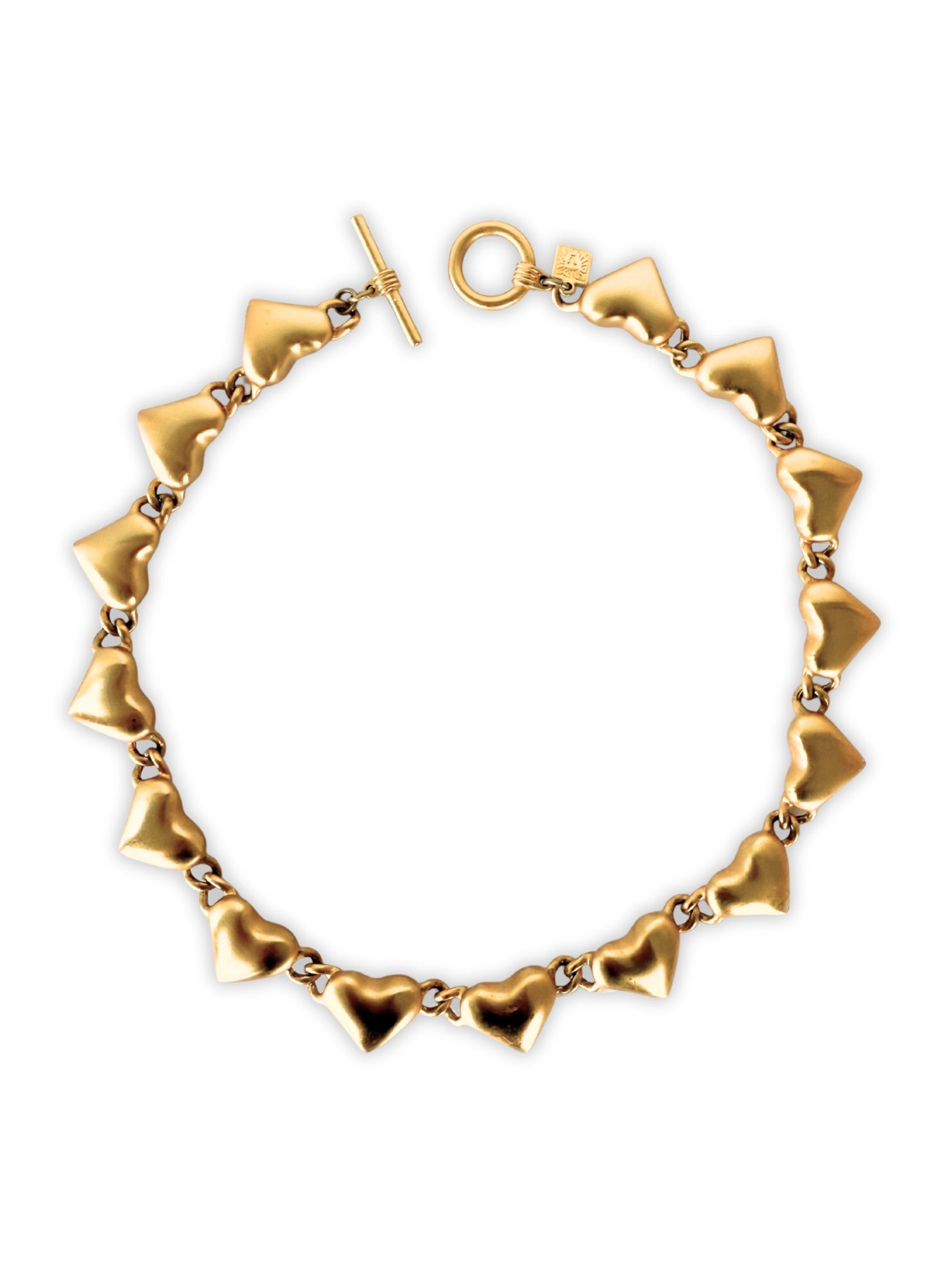 Vintage Anne Klein Kette Collier mattgold Herzen 1980er Jahre