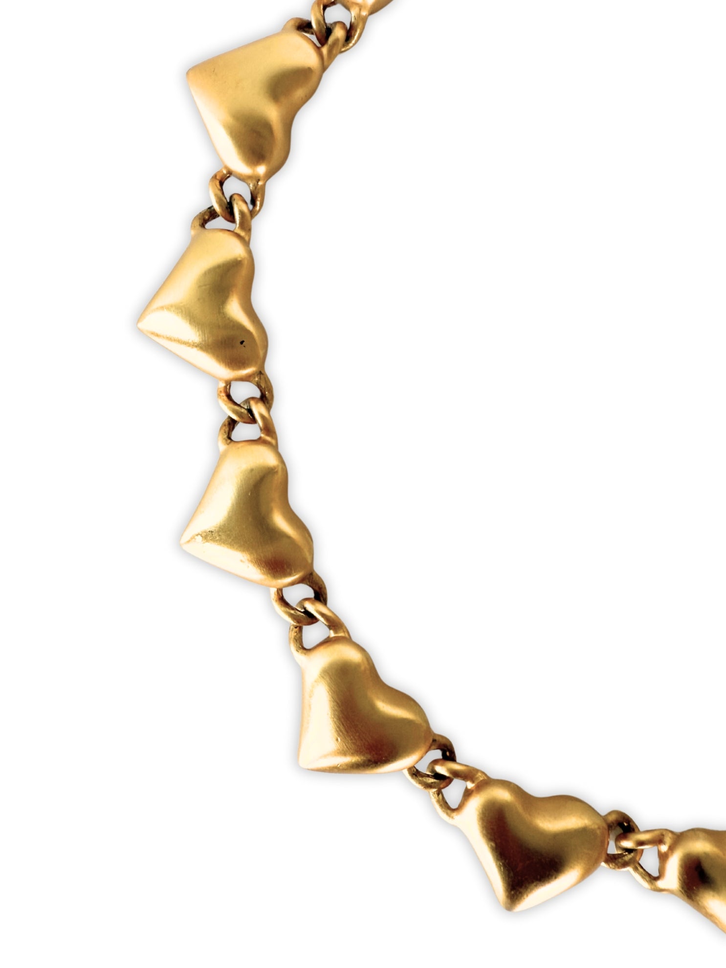 Vintage Anne Klein necklace matte gold hearts 80s