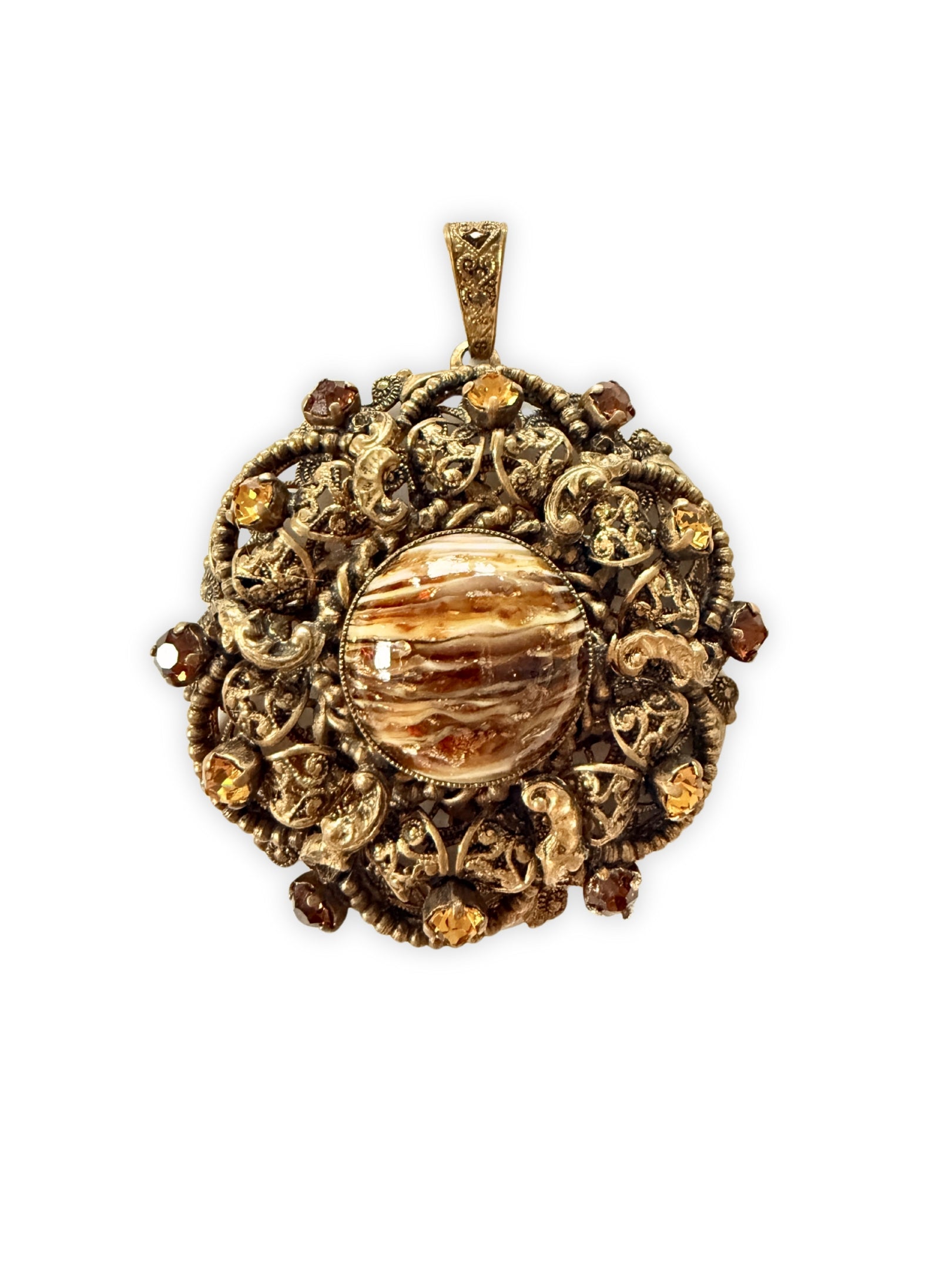 Mid Century pendant west germany murano cabochon rhinestone
