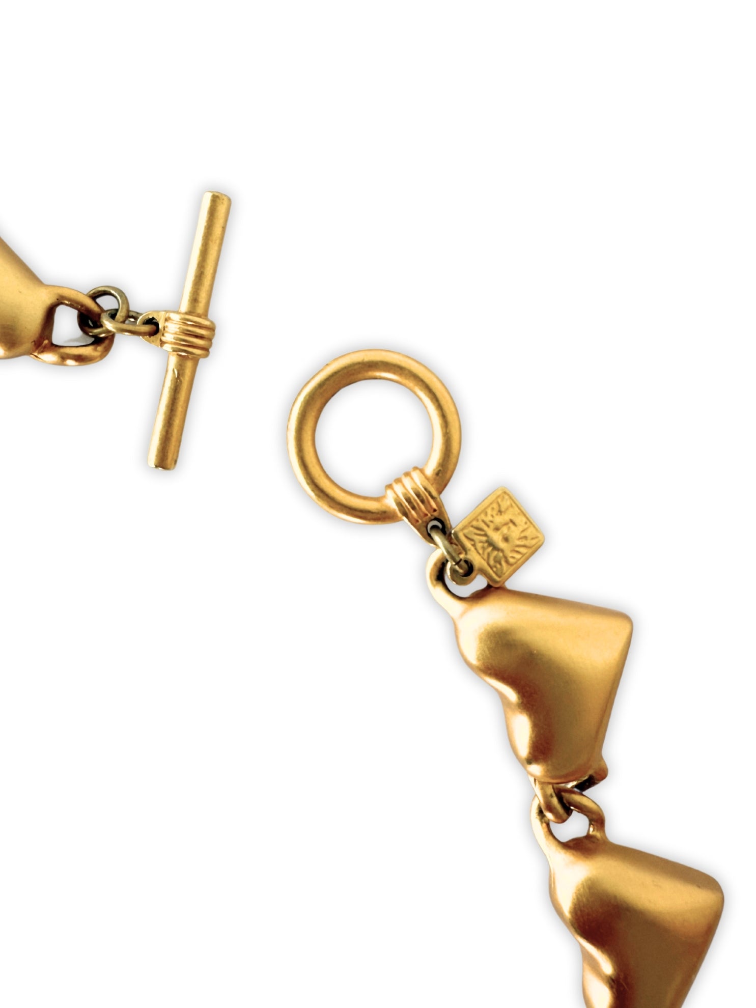 Vintage Anne Klein Kette Collier mattgold Herzen 1980er Jahre