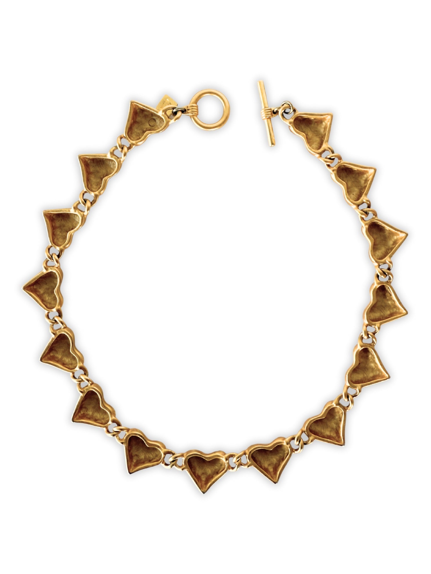 Vintage Anne Klein Kette Collier mattgold Herzen 1980er Jahre