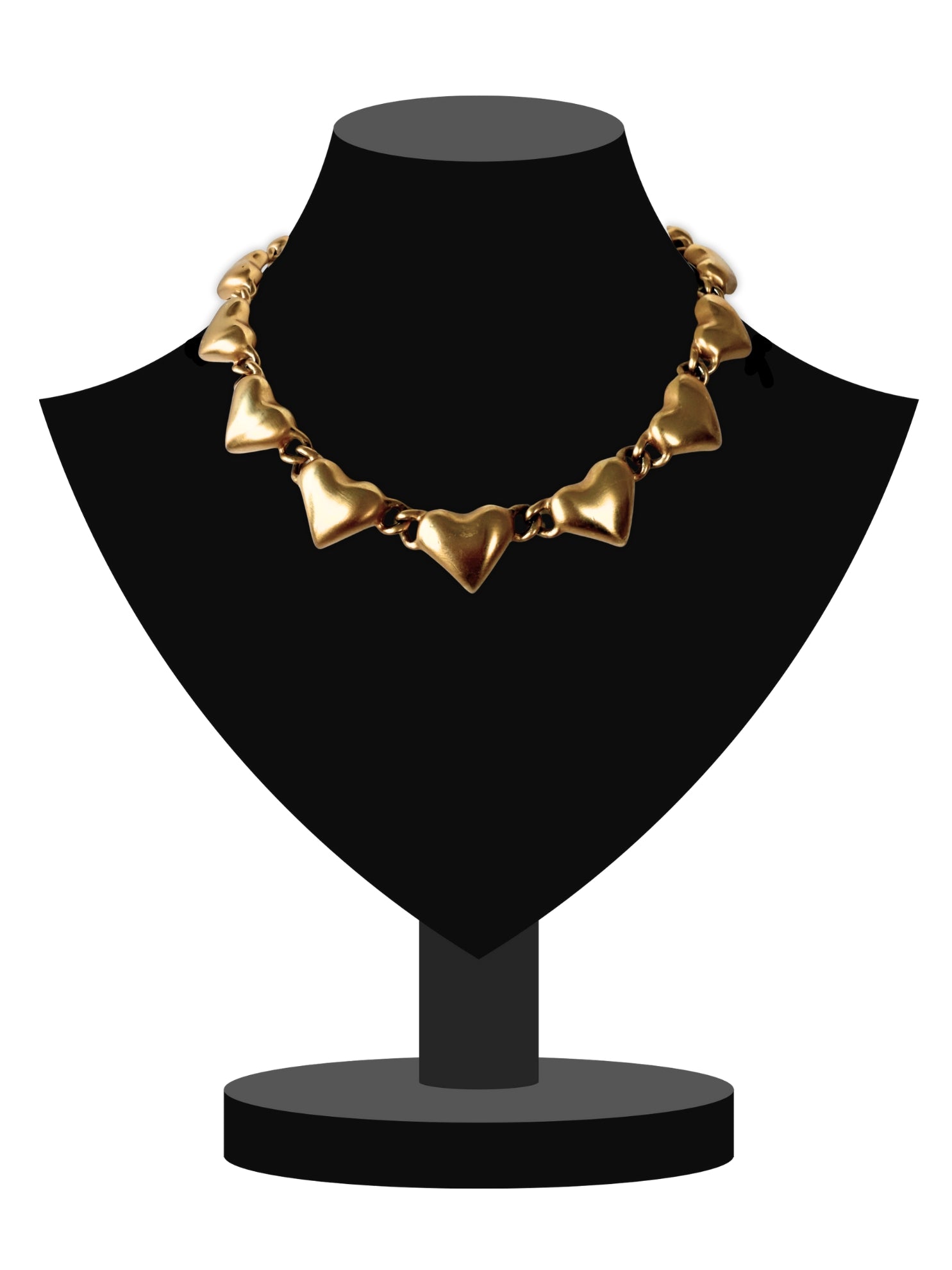 Vintage Anne Klein necklace matte gold hearts 80s