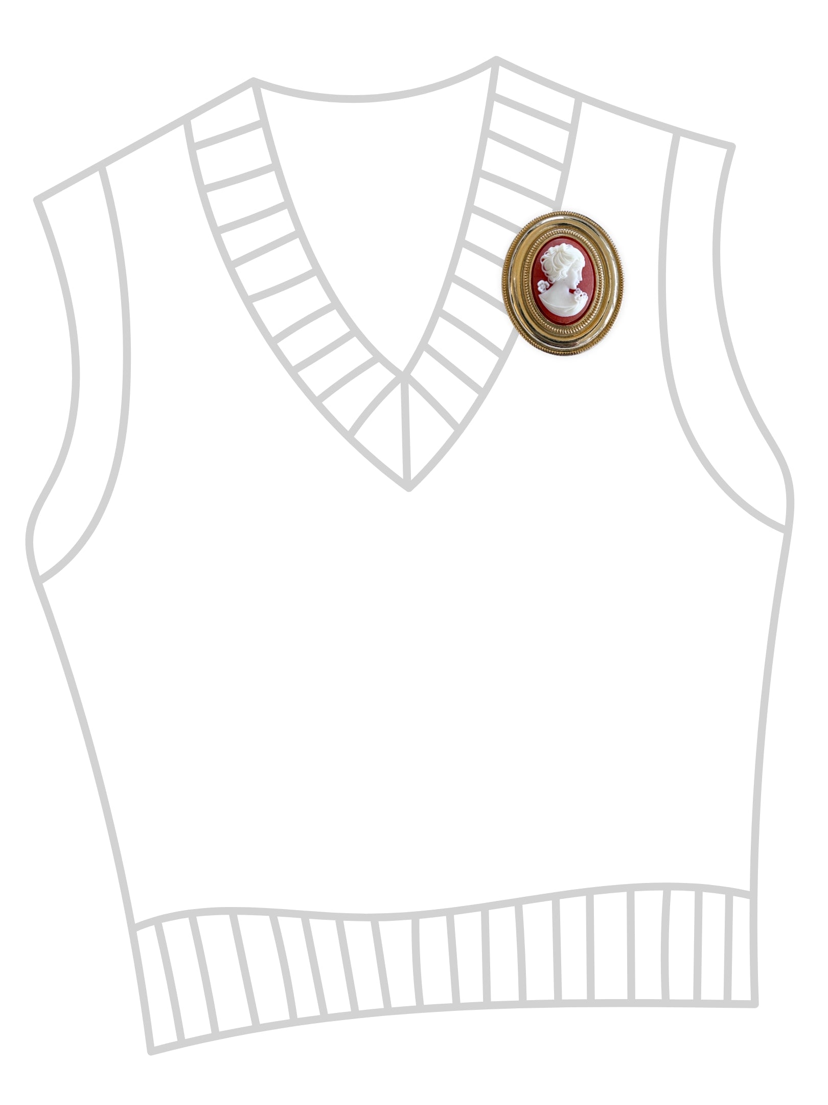 Große Vintage Brosche mit Kamee vergoldet