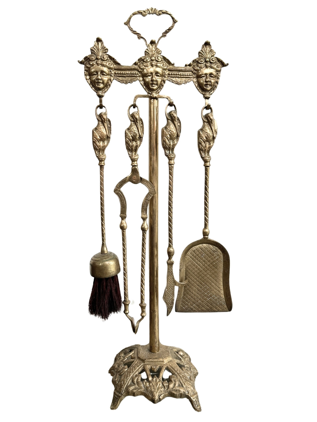 Antikes Kaminbesteck im Historismus-Stil Messing