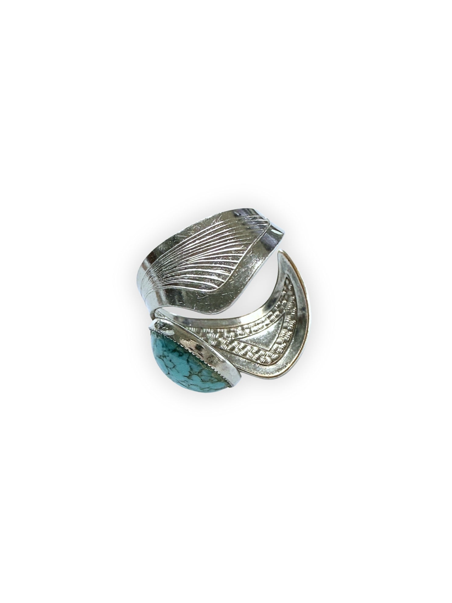 Vintage Boho Ring aus den 70er Jahren mit Faux-Türkis Cabochon