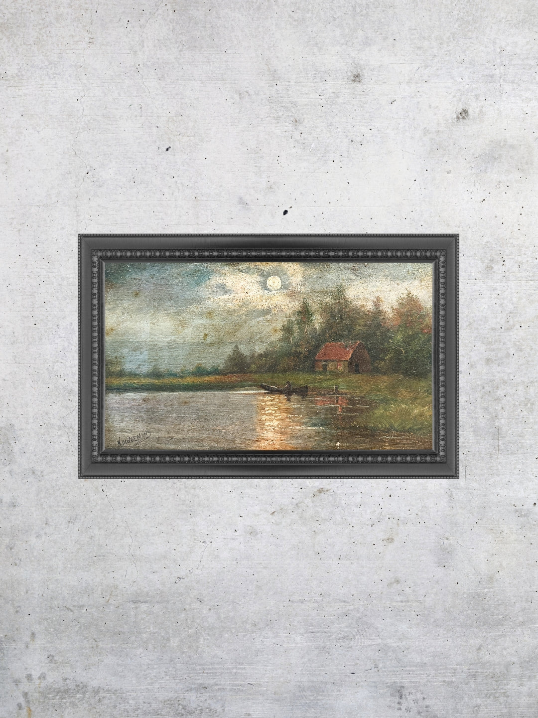 Small atmospheric oil painting on wooden panel Belgium