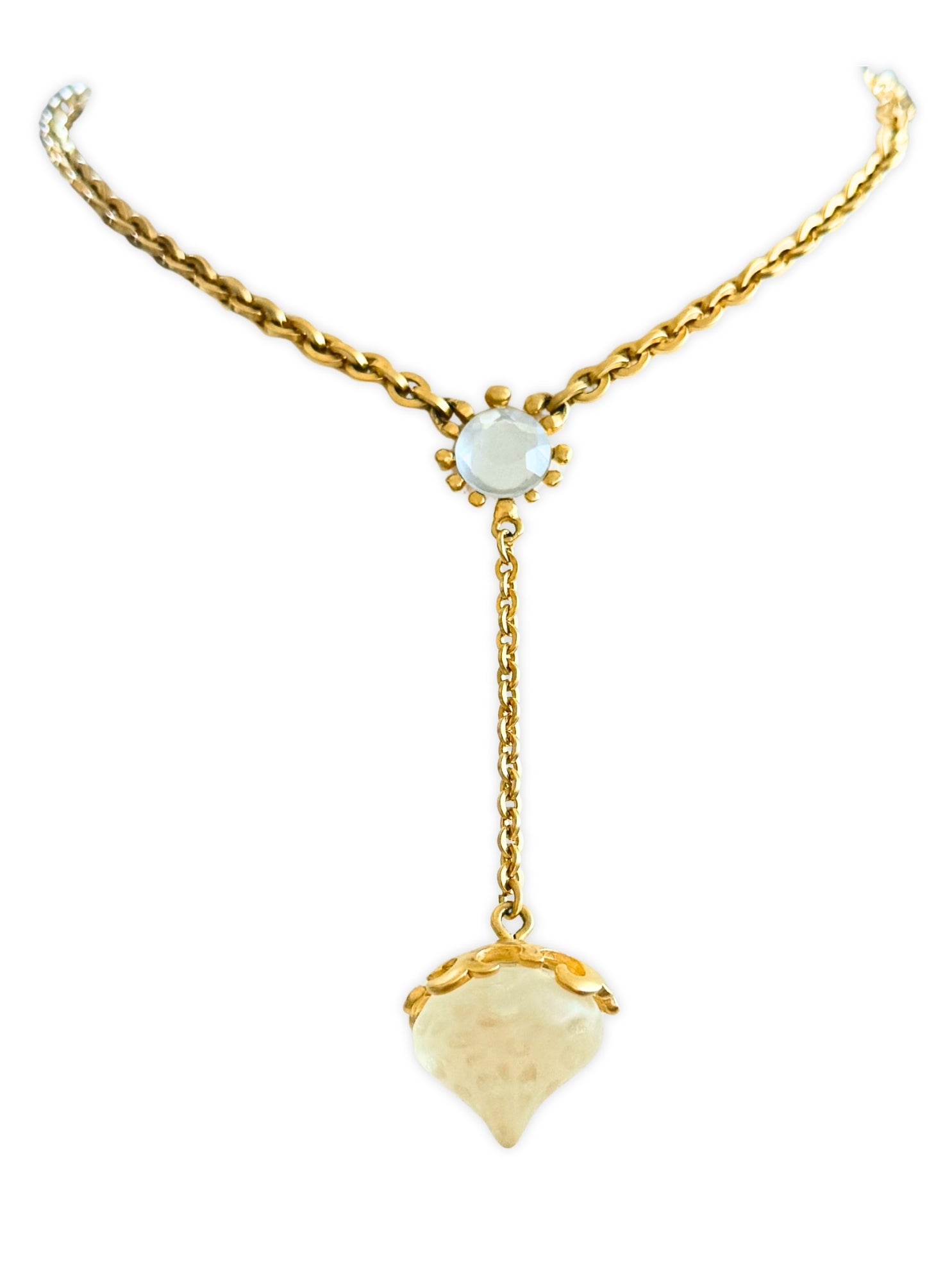 Vintage Lagerfeld chain necklace logo pendant gold 90s