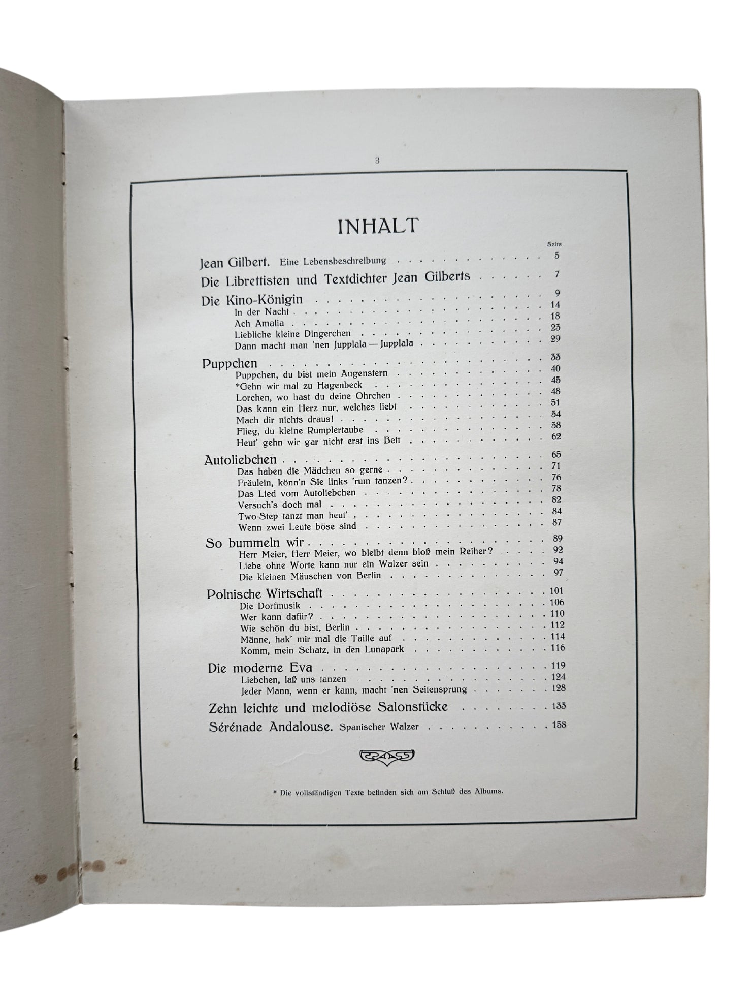 1913 Jean Gilbert Album Eine Sammlung 27 beliebtesten Melodien Notenbuch Antiquariat