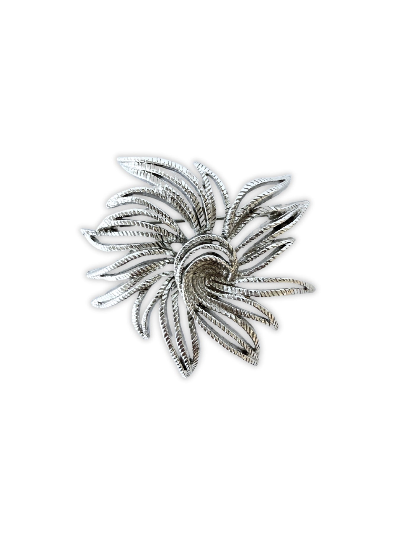 Vintage Monet brooch large silver flower 60s statement