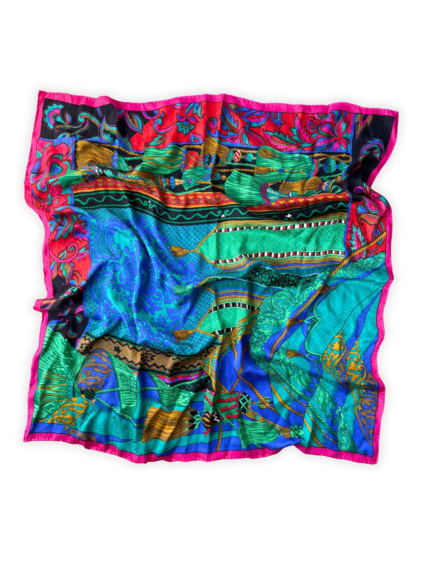 Louis Féraud Seidencarré Tuch 1980er Vintage Paris 90 x 90 cm