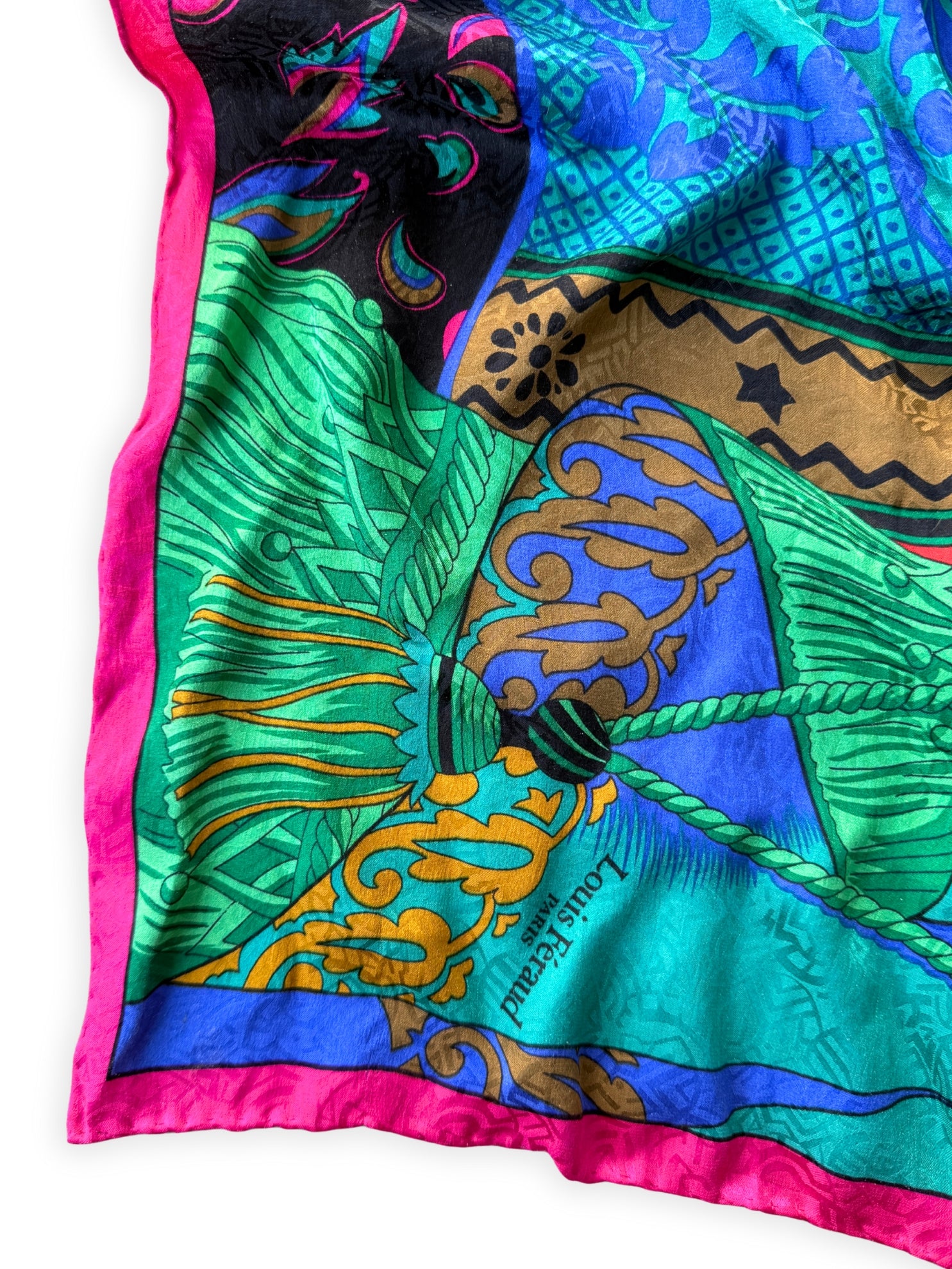 Louis Féraud Seidencarré Tuch 1980er Vintage Paris 90 x 90 cm