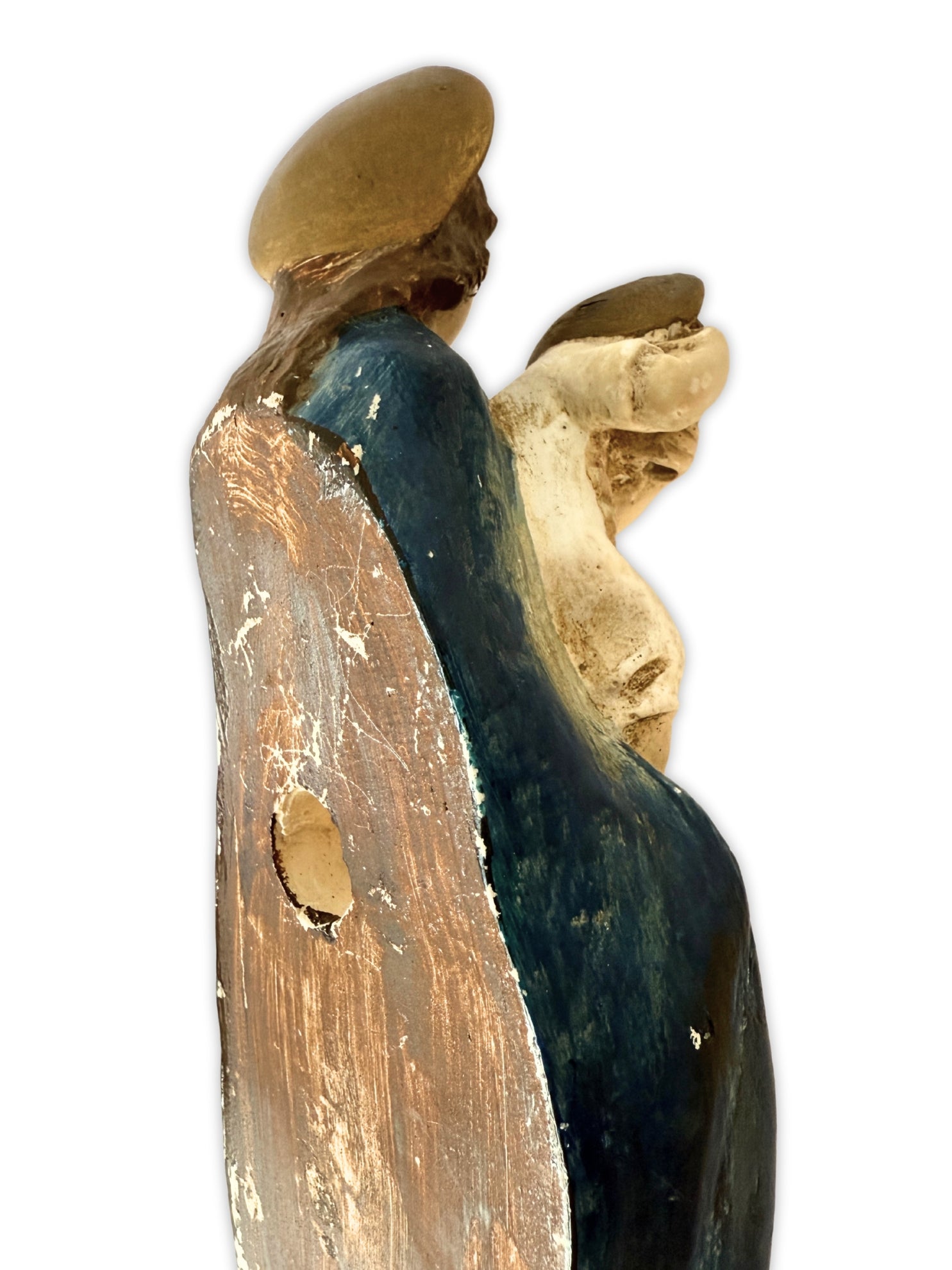 Antike Madonna mit Kind Wandfigur Brocante Jungfrau Maria Heiligenfigur handbemalt