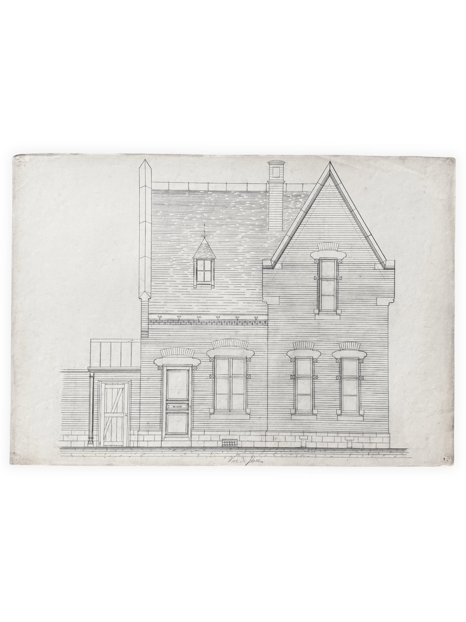 Architektur Zeichnung - Außenansicht eines Wohnhauses Entwurf 1890