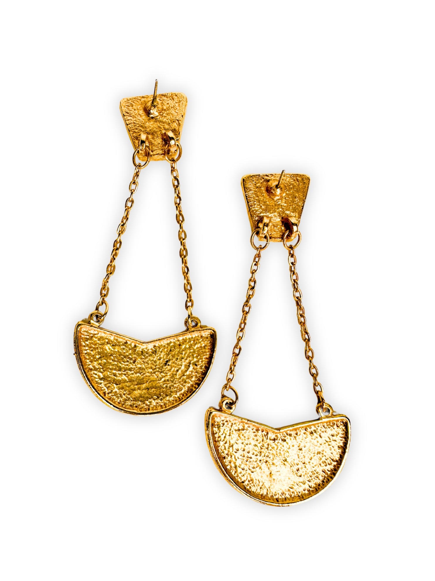 Goldene Vintage Designer Ohrringe mit Abhänger