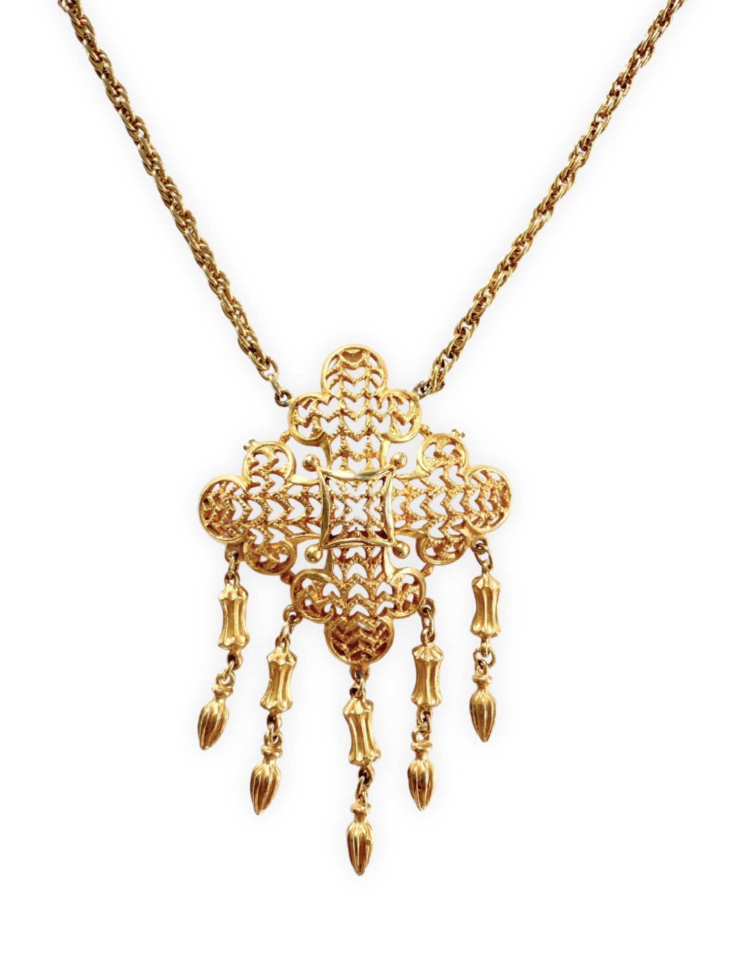 Retro Schmuck Tassel-Kette 60cm Länge goldener Quasten