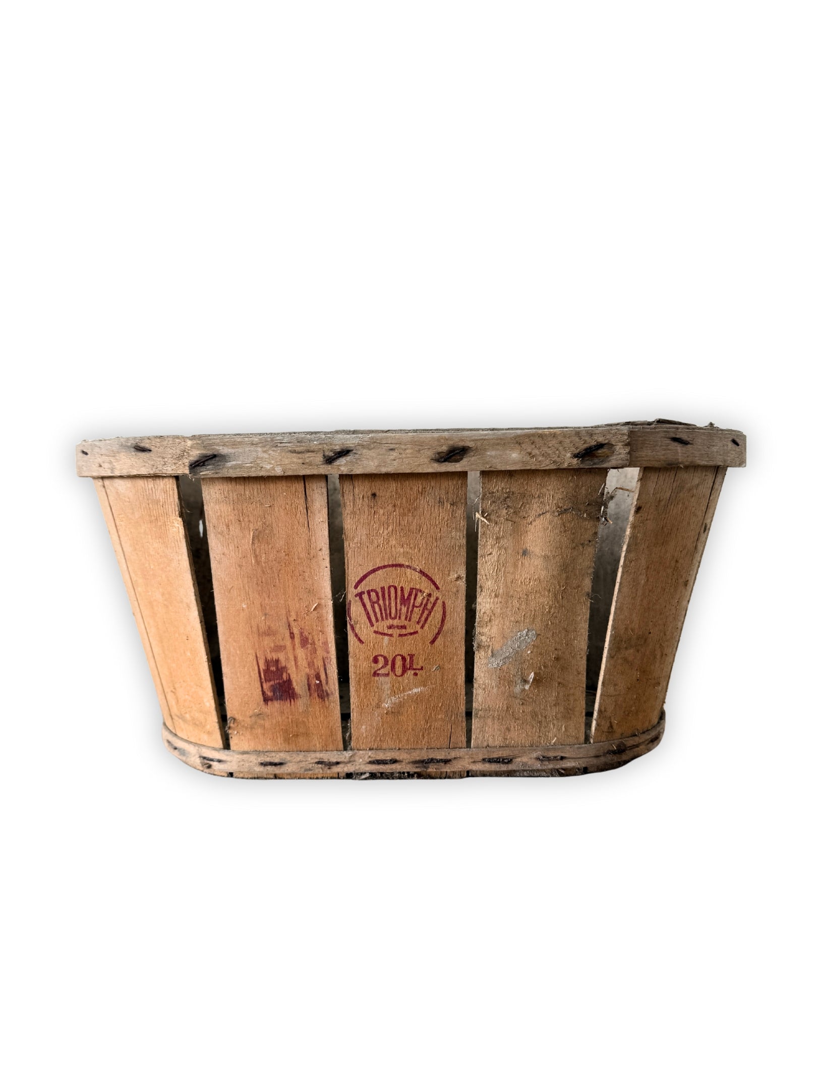 Französischer Vintage Erntekorb Triomph 20L aus Holz