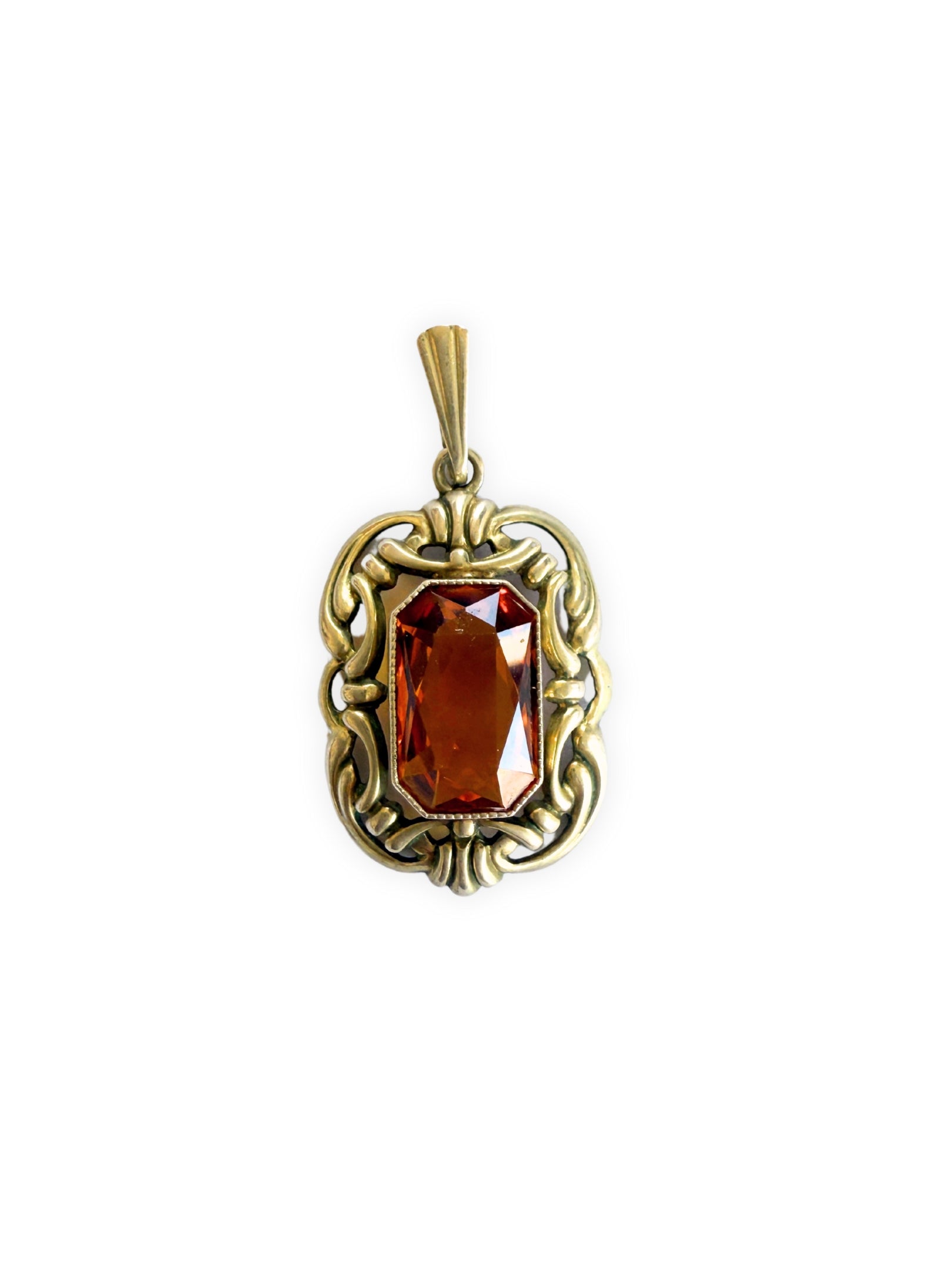 Filigraner Kettenanhänger antik mit Schmuckstein Jugendstil