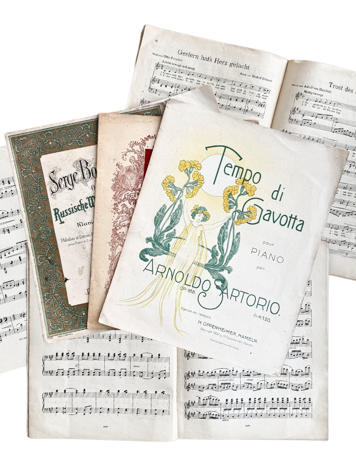 Sammlung 3 antike Notenhefte Ephemera Notenblätter Jugendstil