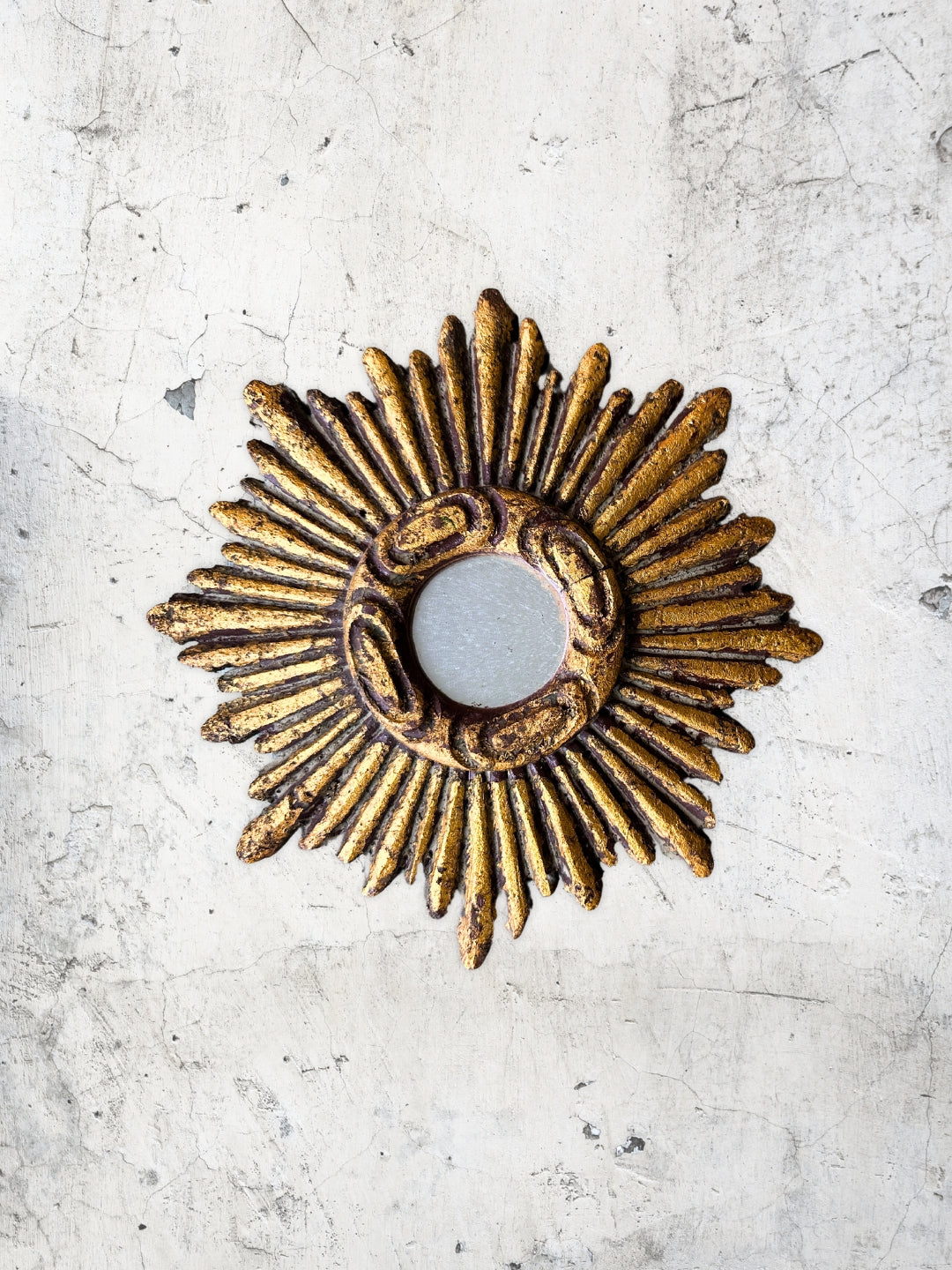 MidCentury Strahlenkranz Spiegel gold "Sunburst"