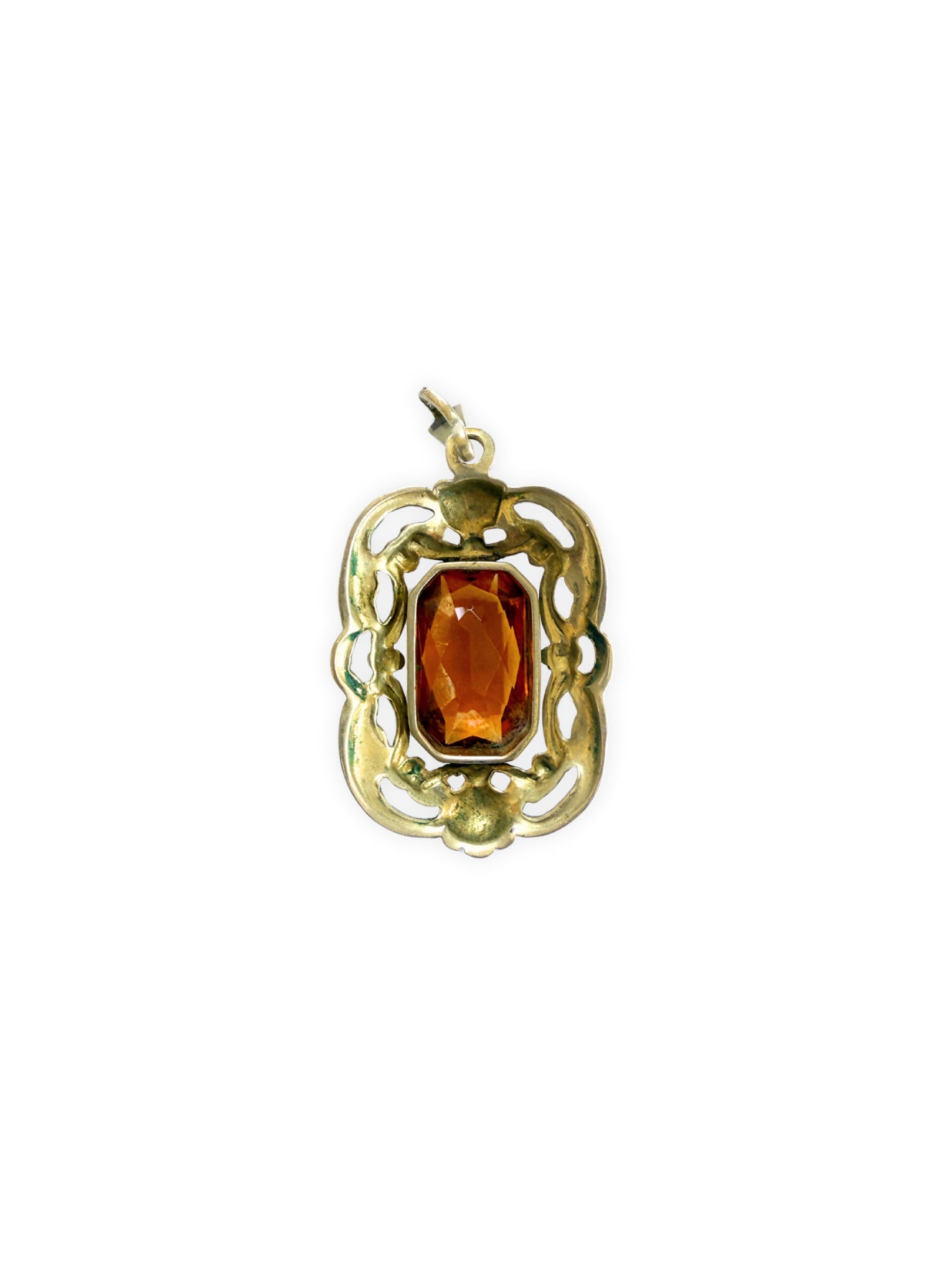 Filigraner Kettenanhänger antik mit Schmuckstein Jugendstil