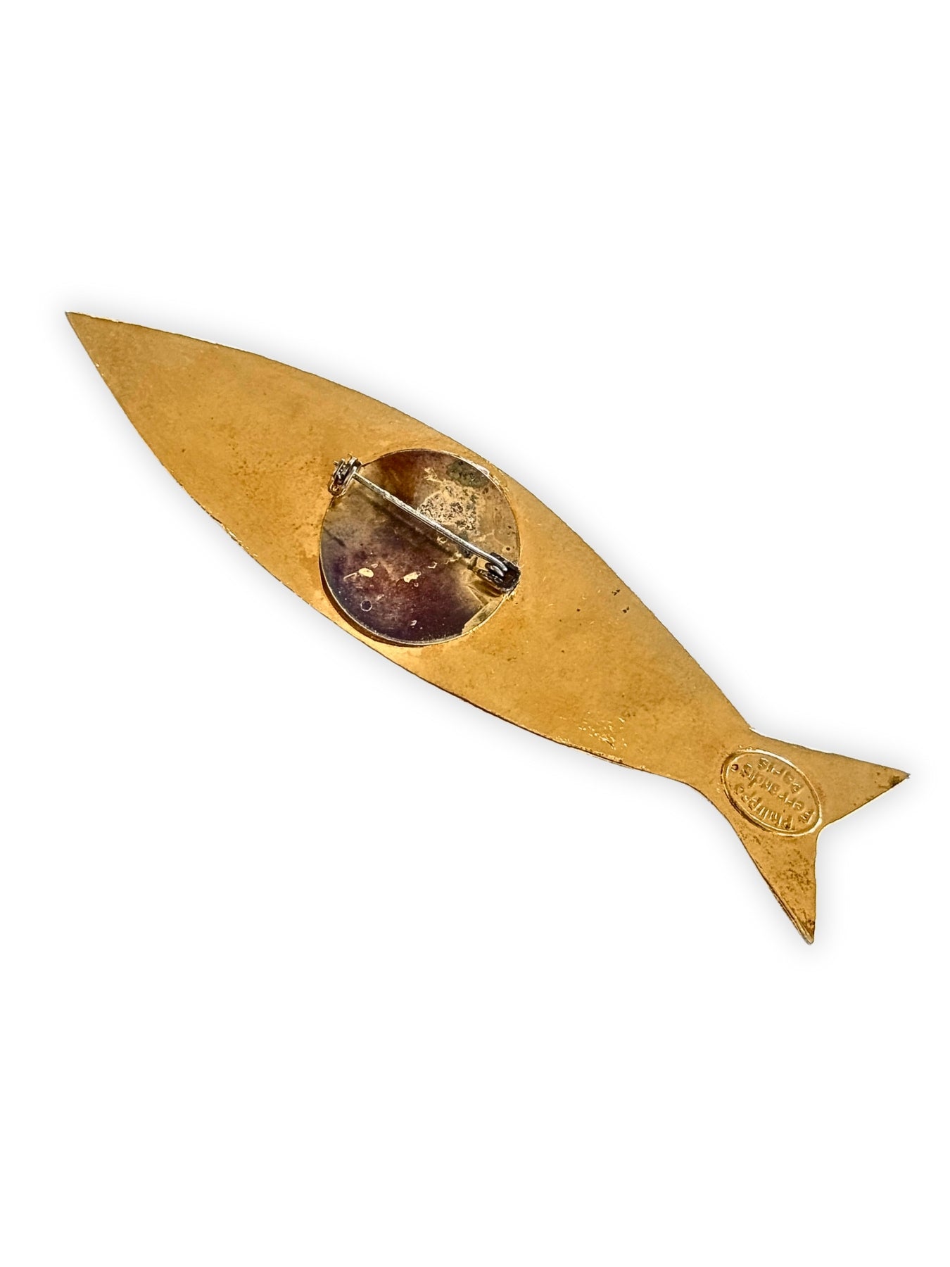 Signed Philippe Ferrandis fish motif brooch 1980s
