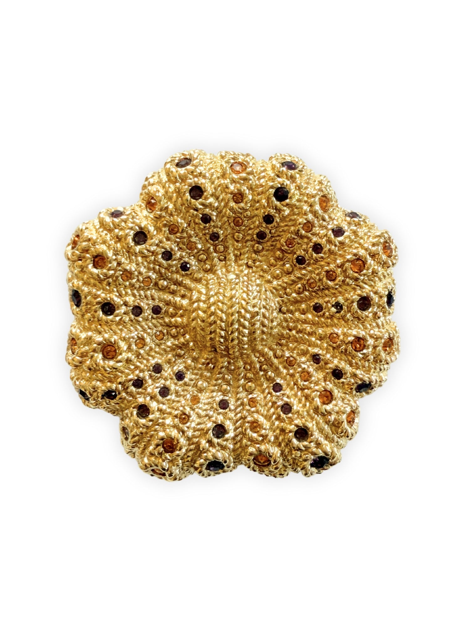 Nina Ricci 1980s rhinestone flower brooch and clip-on earrings set