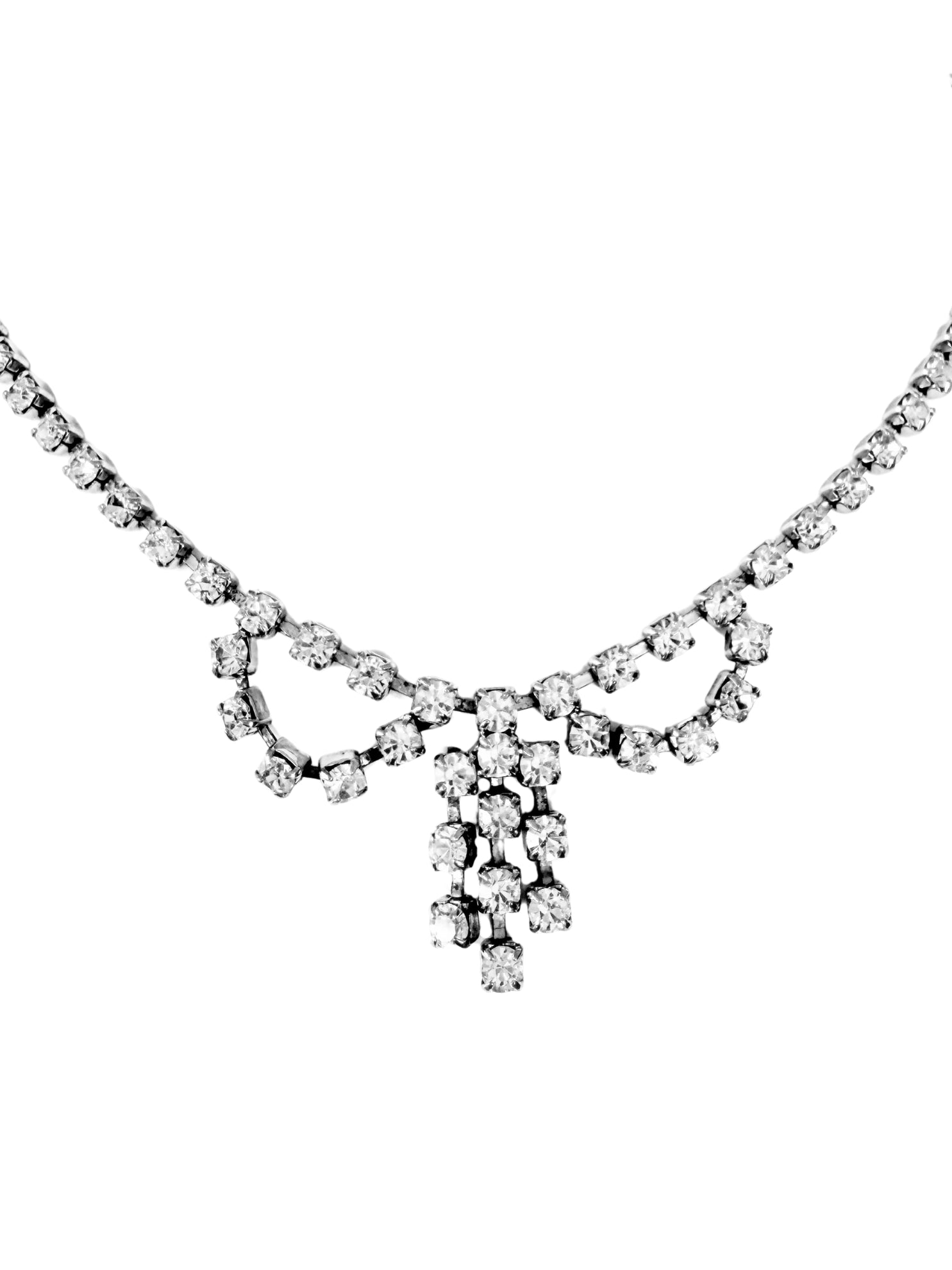 Vintage Collier mit Schleife aus Strass Modeschmuck der 1950er Jahre
