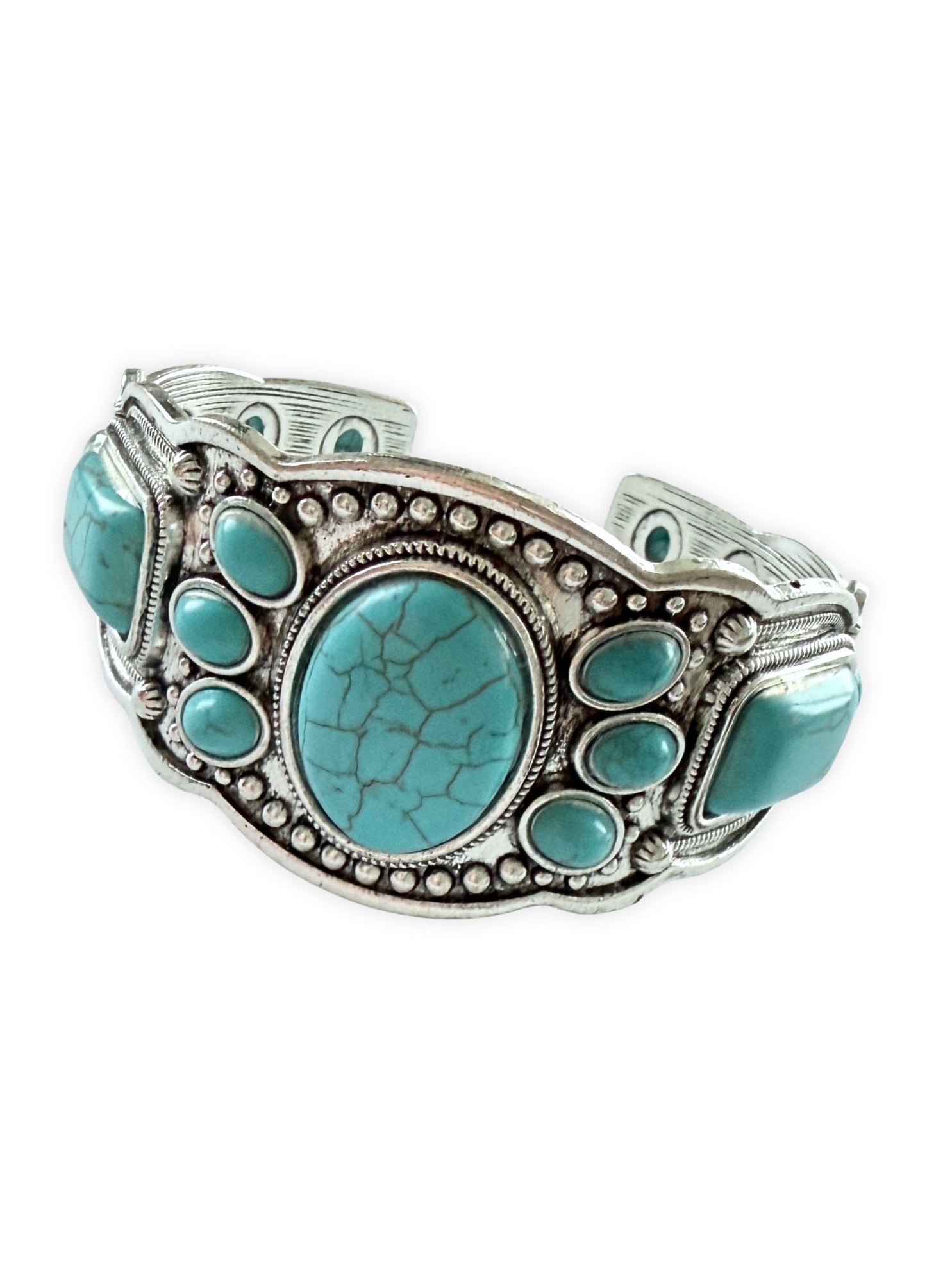 Boho Armschmuck mit Türkisen Vintage Armreif 1970er Jahre