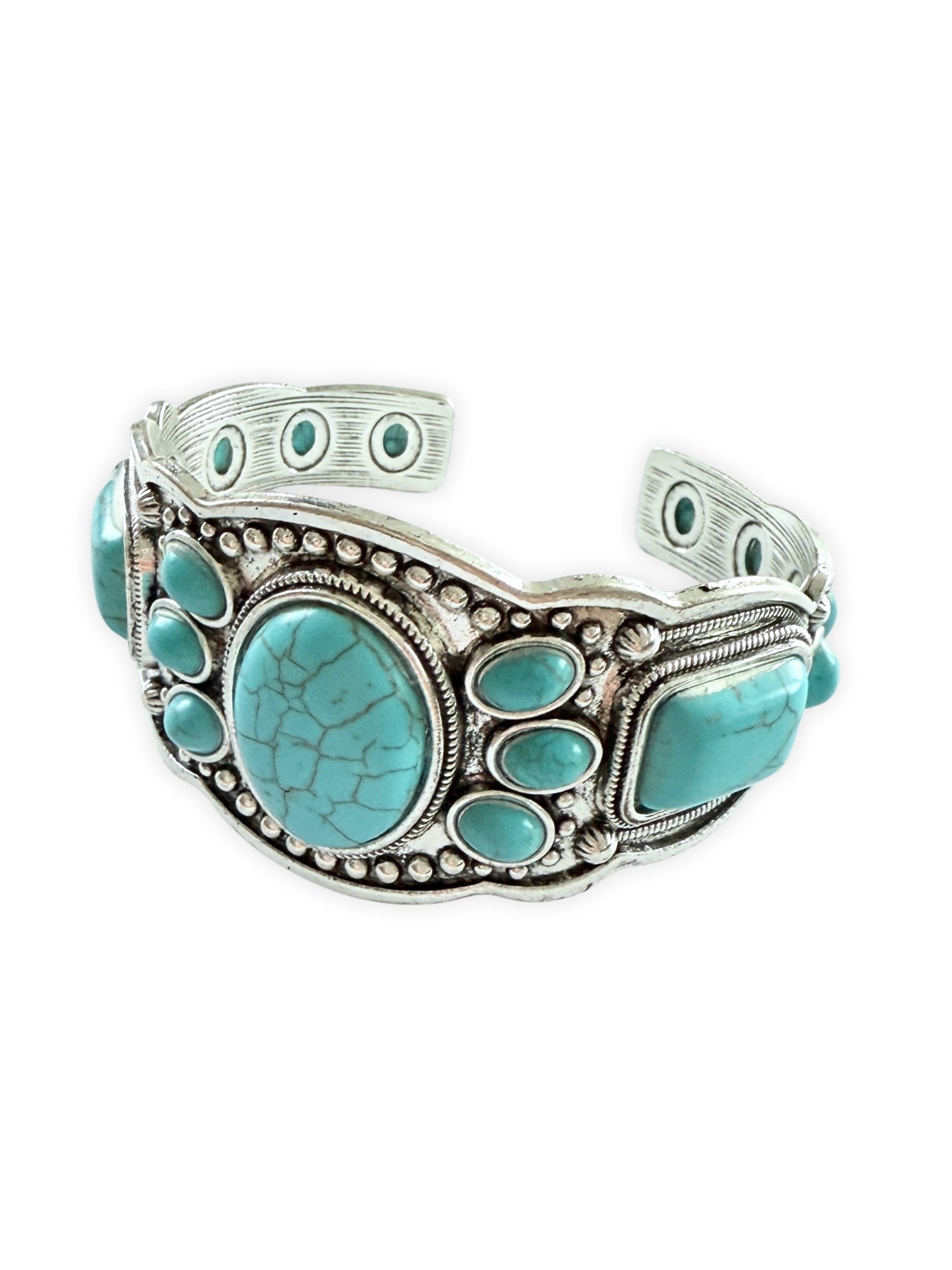 Boho Armschmuck mit Türkisen Vintage Armreif 1970er Jahre