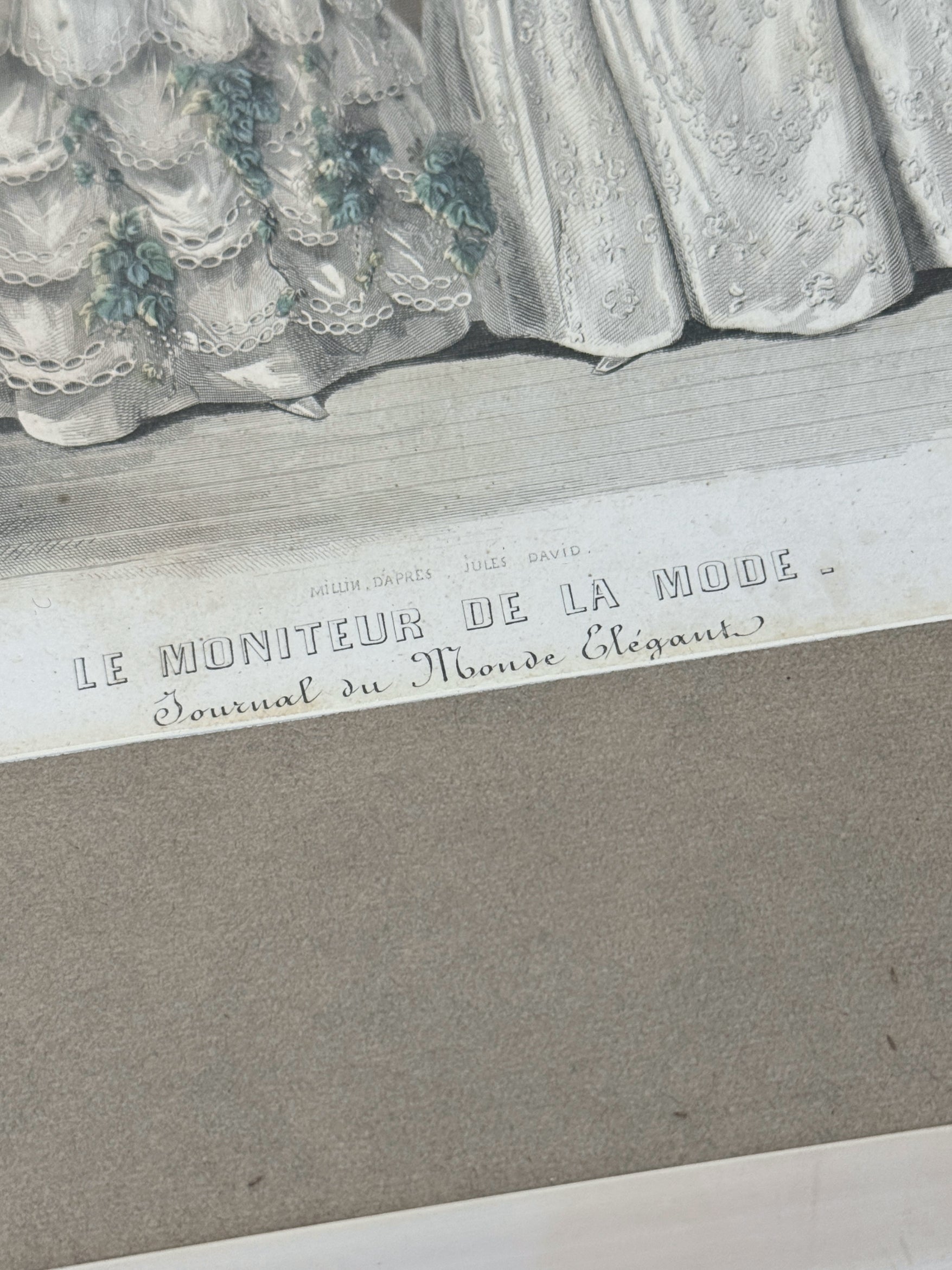 Lithographie Le Moniteur de la Mode Paris handkoloriert