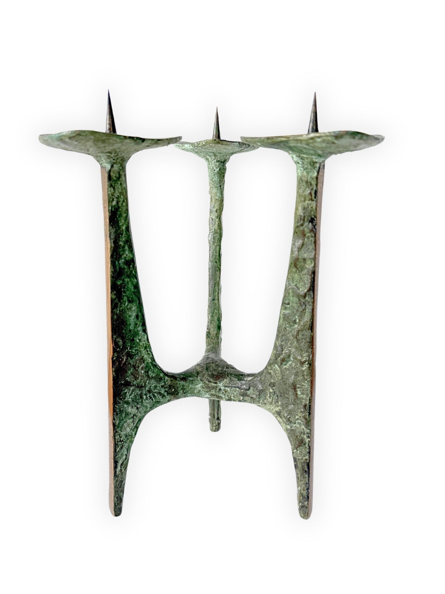 Skulpturaler Brutalistischer Kerzenhalter aus Bronze Modernist Design 1970er