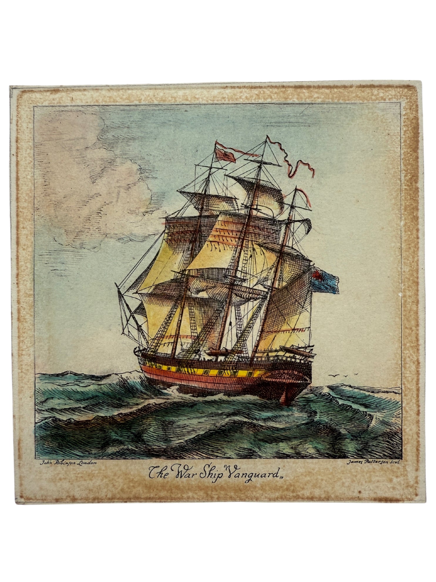 Stahlstich handkoloriert Schiffe von John Robinson London