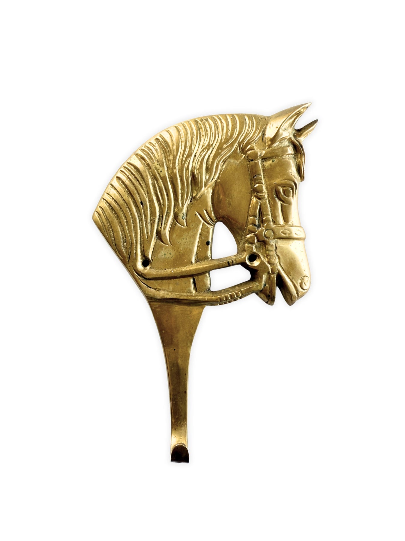 Vintage Wandaufhänger Pferdekopf Wandhaken aus Messing