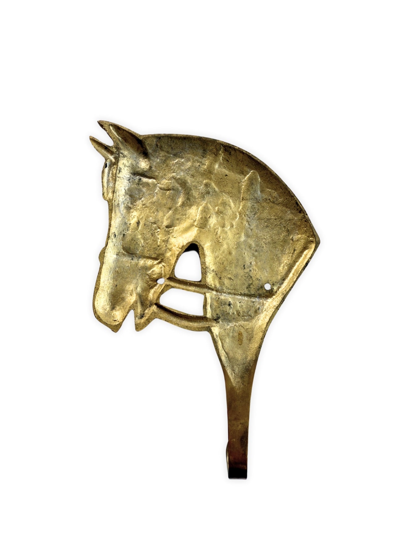 Vintage Wandaufhänger Pferdekopf Wandhaken aus Messing