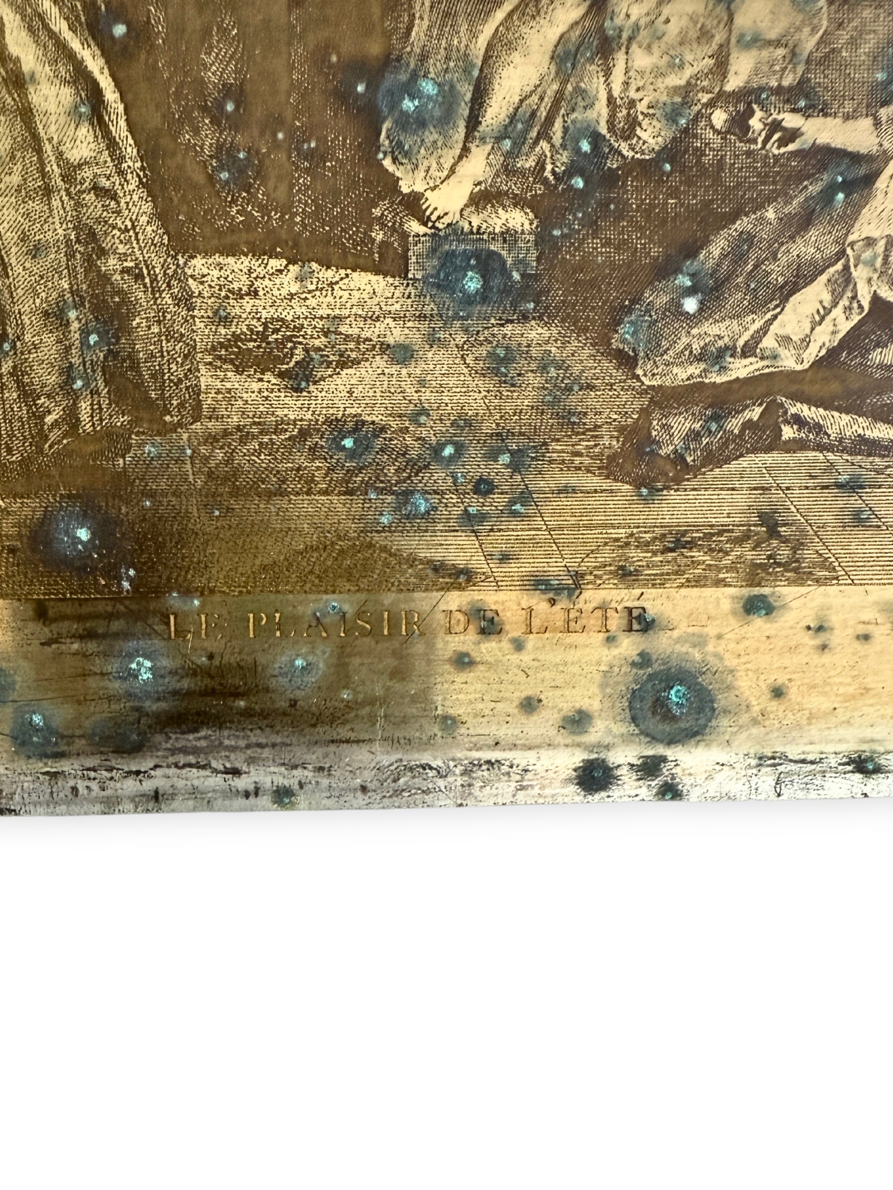 Antike Druckplatte Zinkplatte Le Plaisir de l'Été 19. Jahrhundert