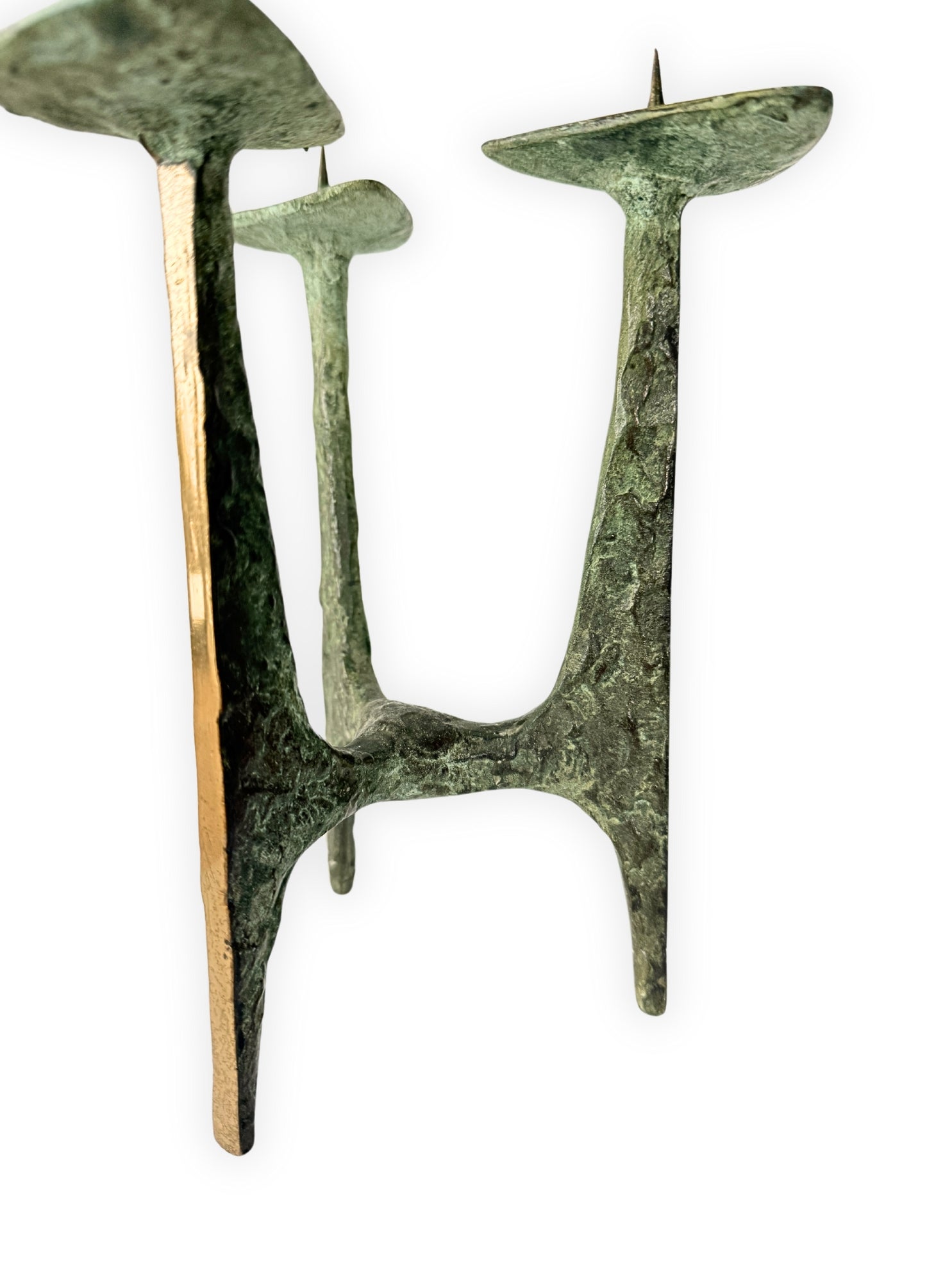Skulpturaler Brutalistischer Kerzenhalter aus Bronze Modernist Design 1970er