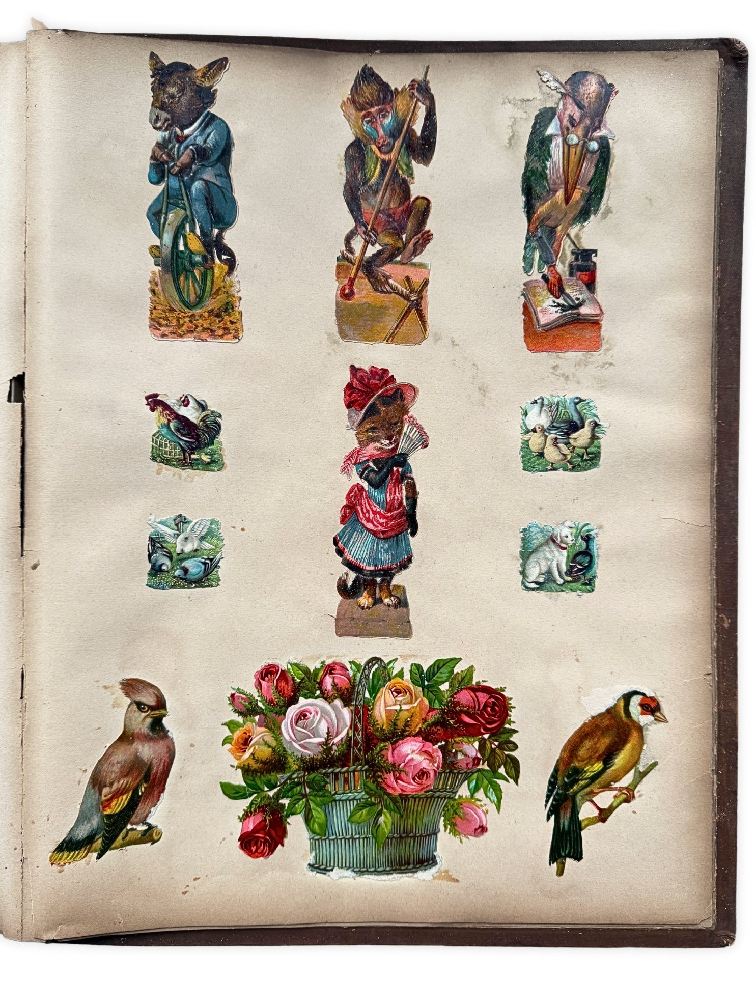 Album mit Oblaten Glanzbilder 1900 Bauernhof Tiere