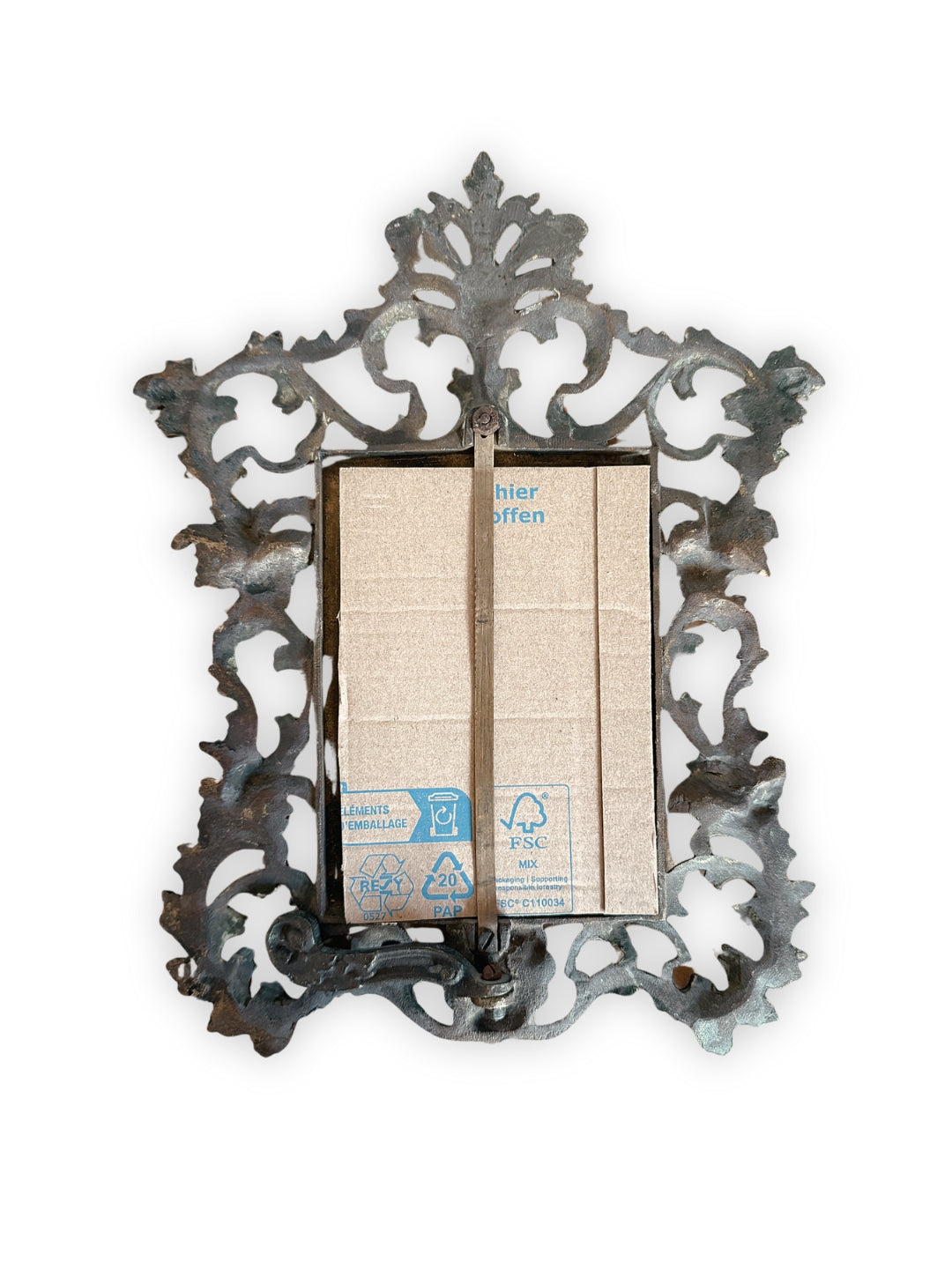 Antiker viktorianischer Bilderrahmen aus Metall mit floralen Ornamenten um 1900