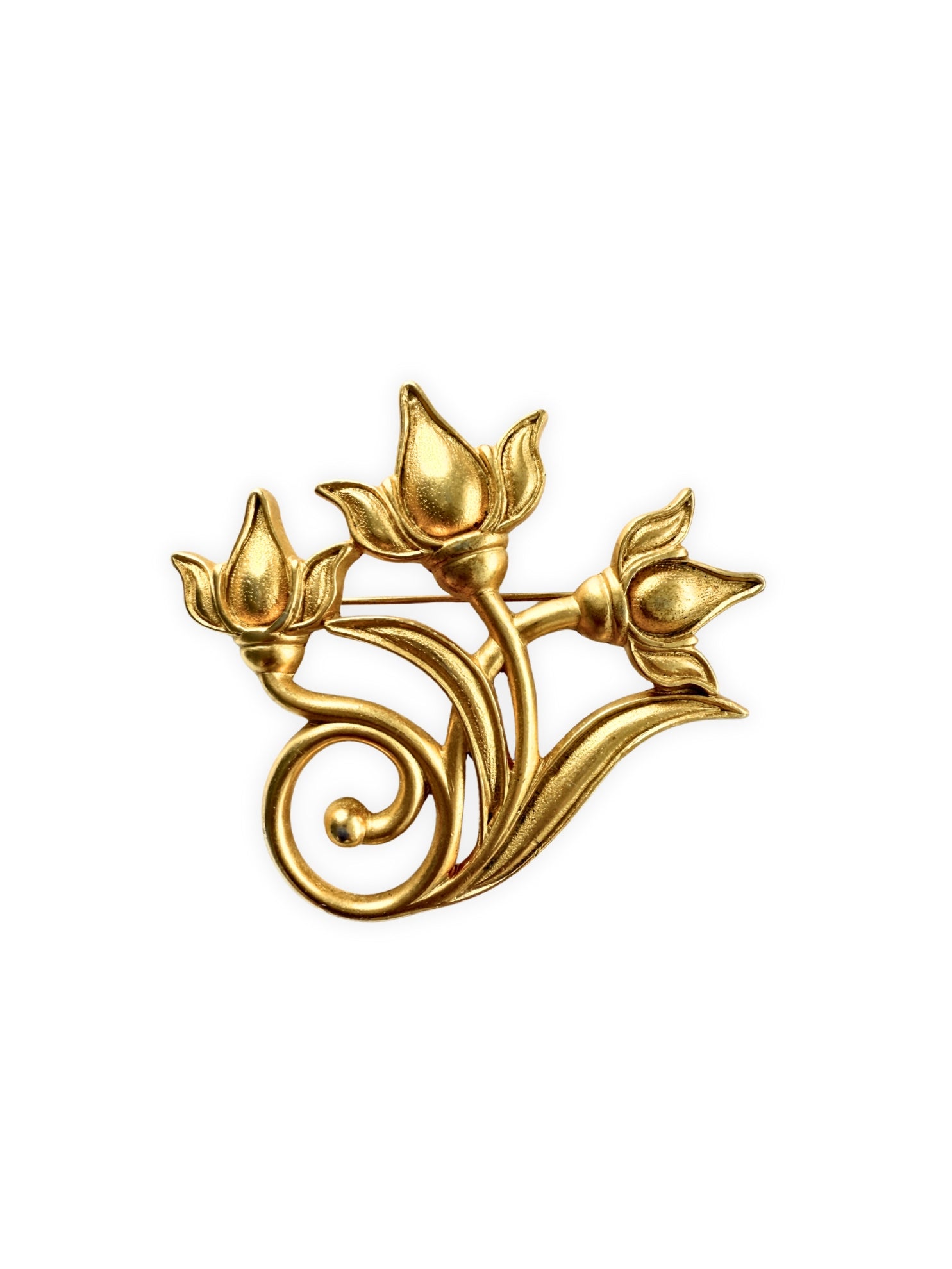 Retro Designer-Brosche Monet große Tulpen goldfarbener Schmuck