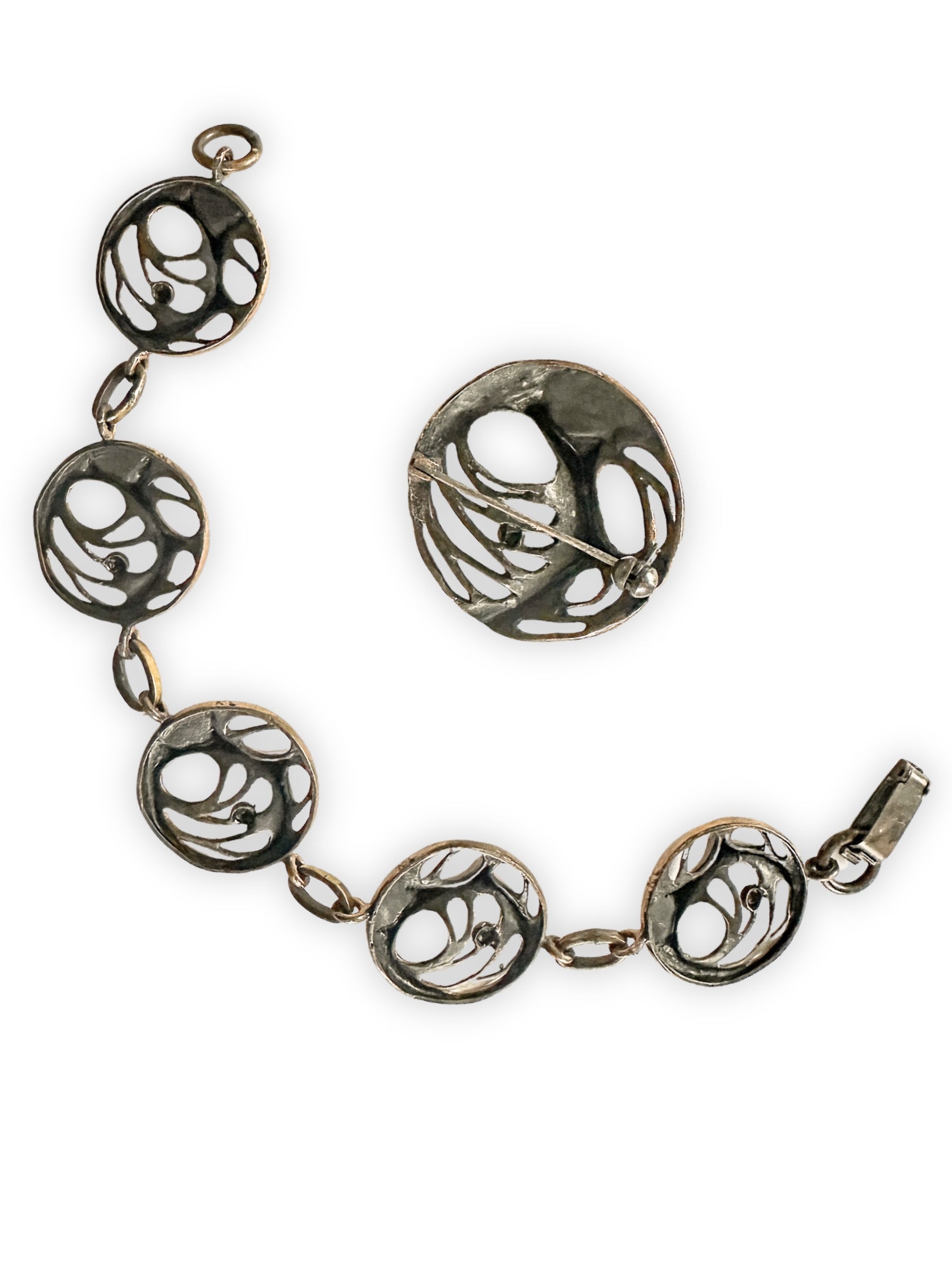 Karl Laine Schmuckset aus Bronze Finnland 1960er Modernist