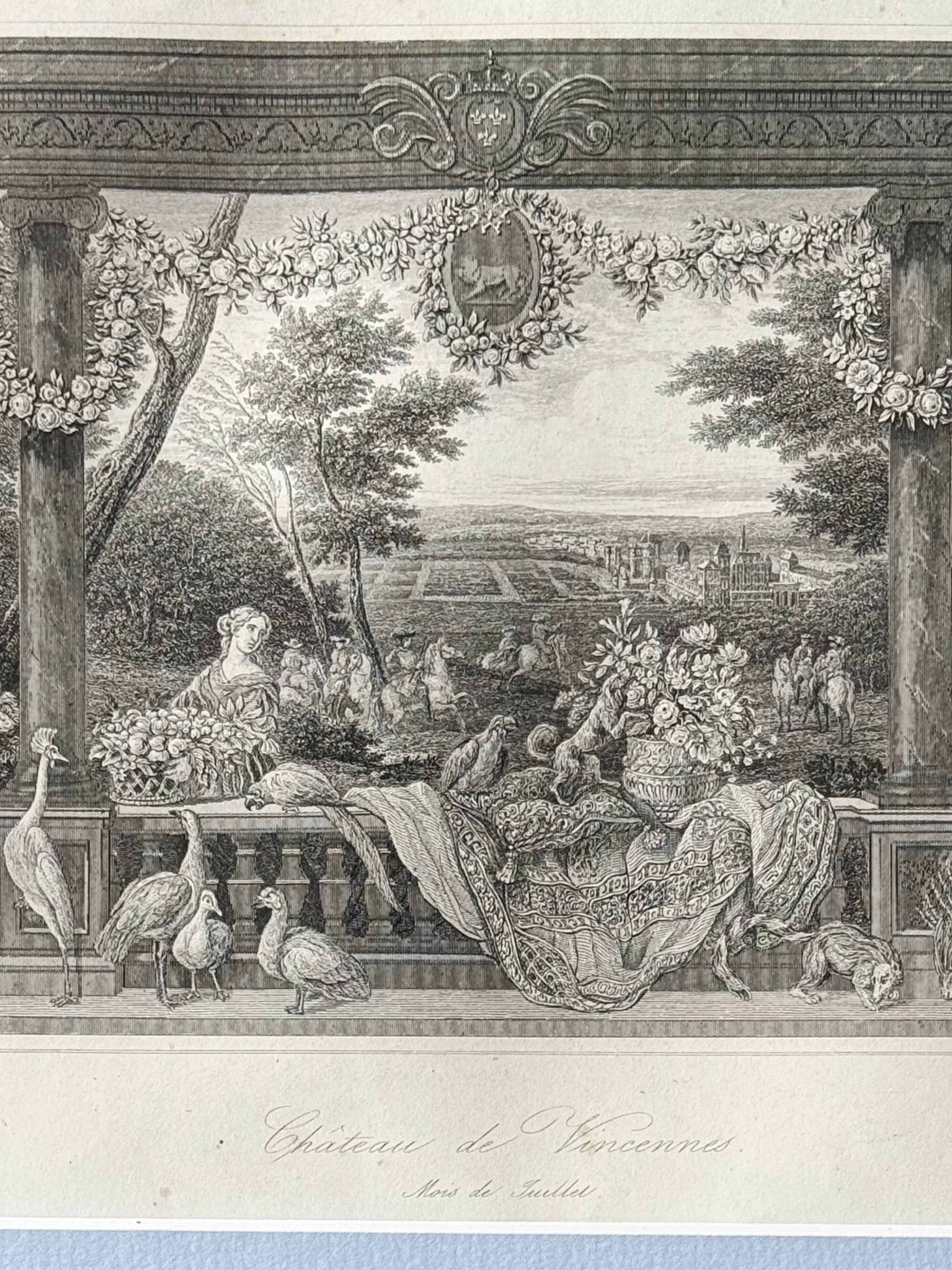 antiker druck chateau de vincennes juillet diagraphie