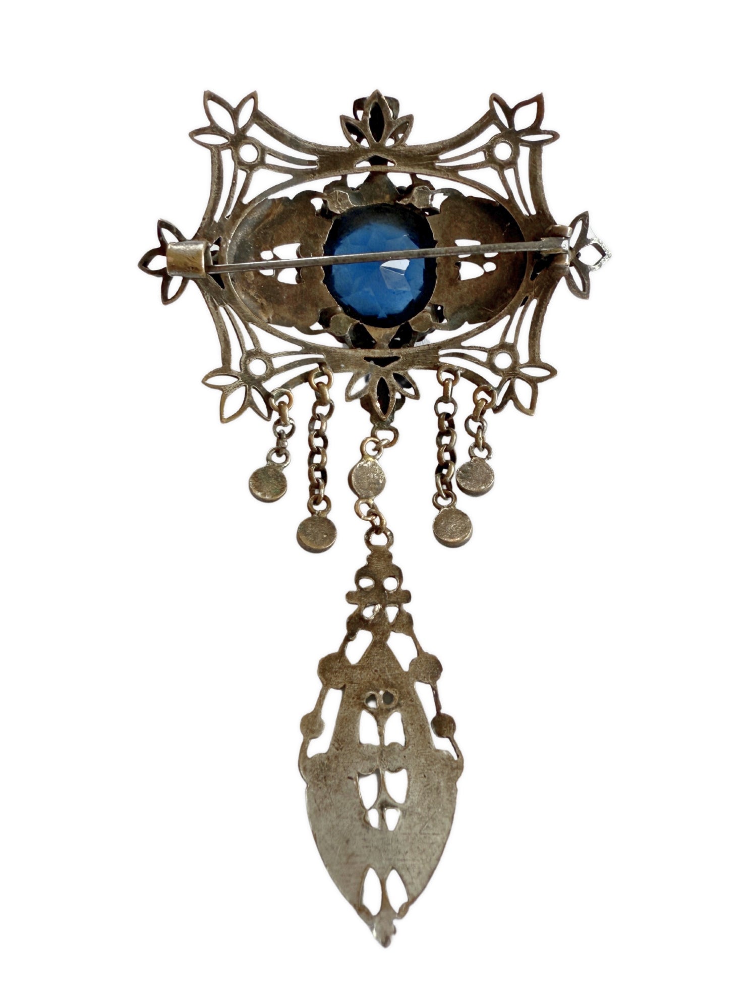 Viktorianische Brosche mit Abhängern und Strass Revival Style