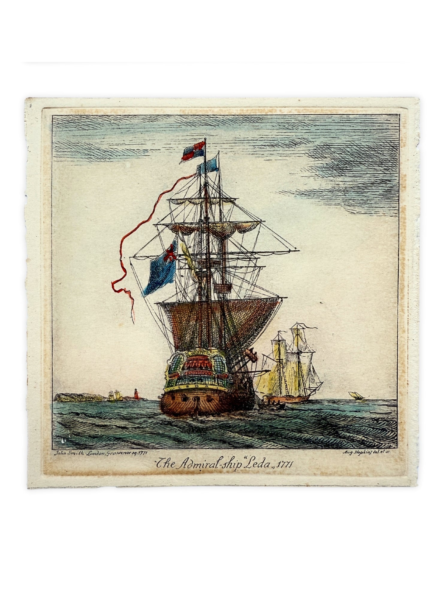 Stahlstich handkoloriert Schiffe von John Robinson London